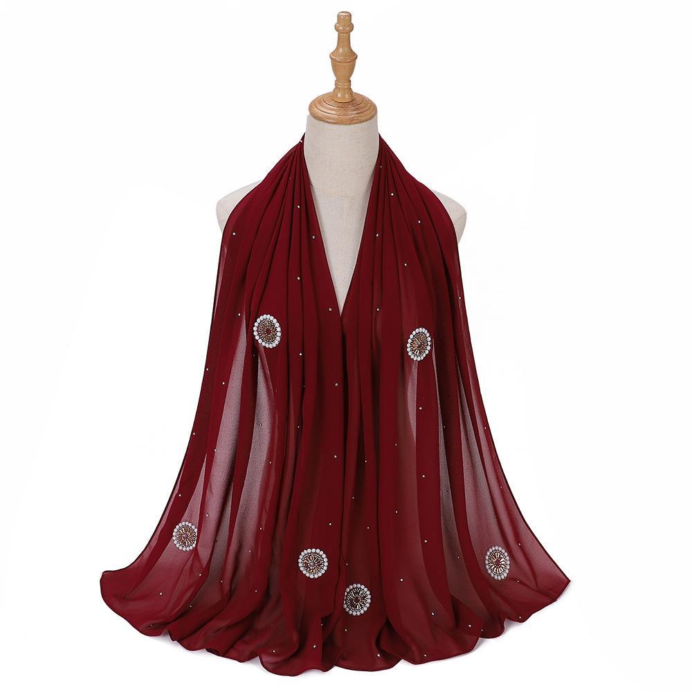 HAYA HA1126 Pearl Chiffon Baotou Scarf