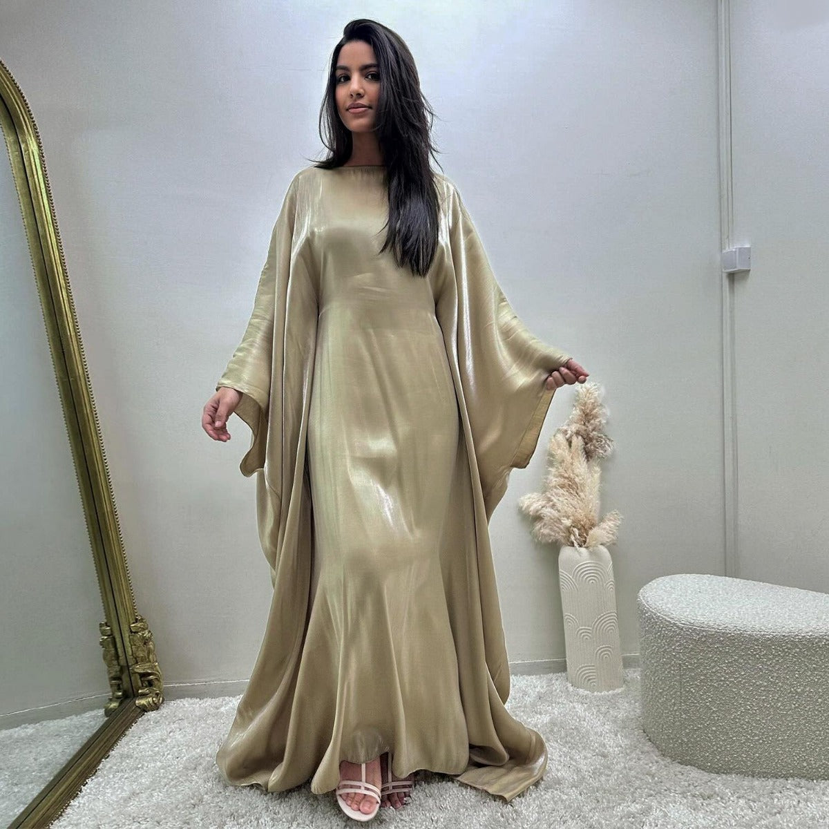 HA1348 Elegant Kaftan in Gold Cotton – 20 Vibrant Colors Available