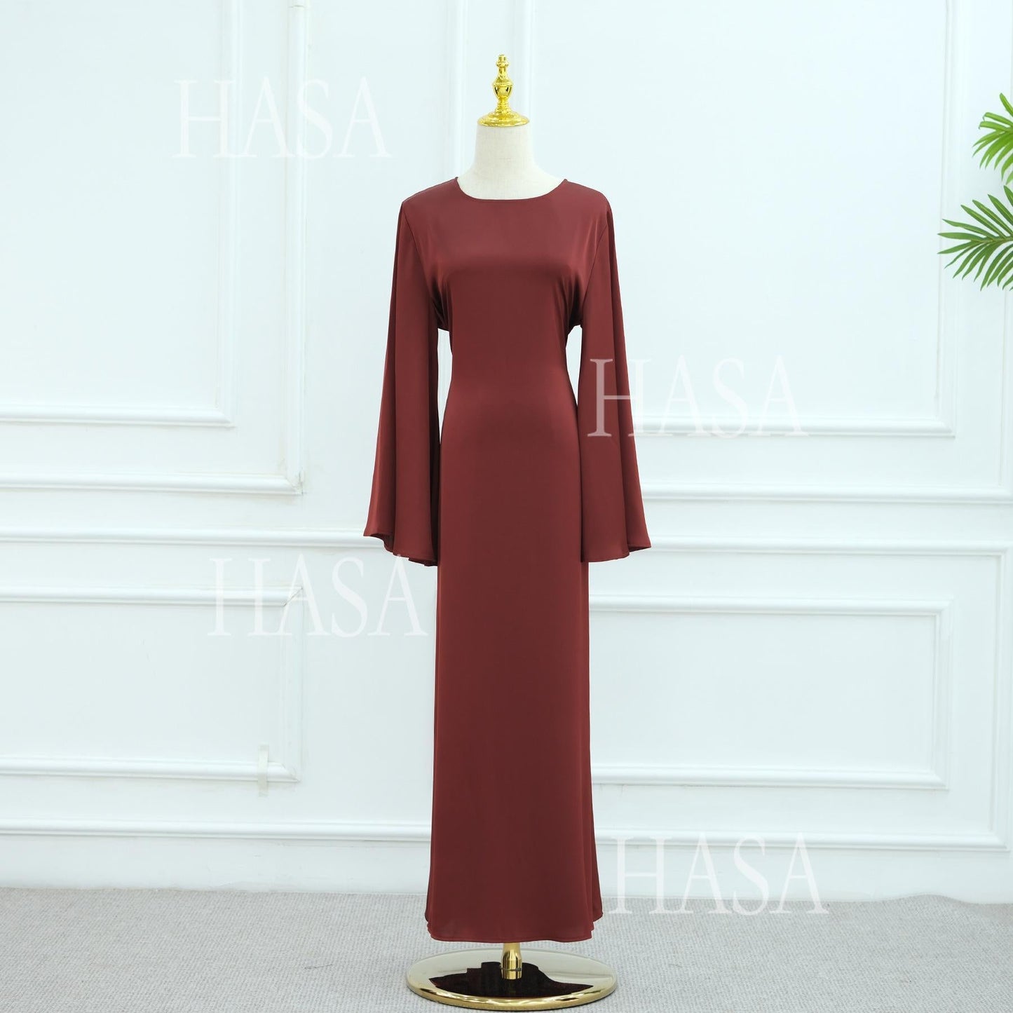 HA6491 Elegant Bell Sleeve Maxi Dress
