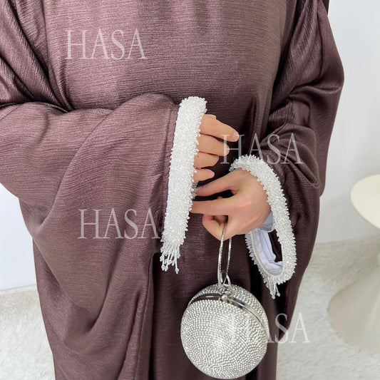 HA6496 Simple and Elegant Bat Sleeve Beaded Robe Dress (headscarf Not Included)