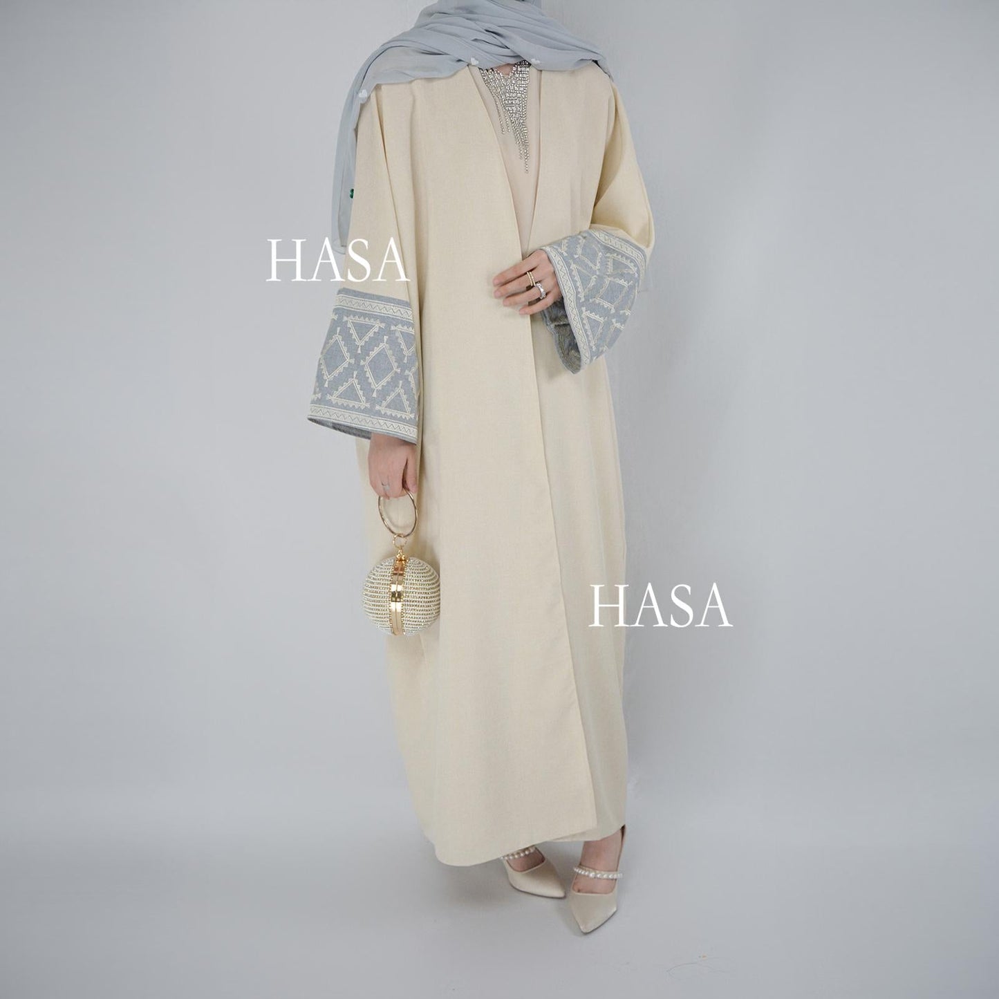 HS1444 Chic Embroidered Cardigan Robe: Elevate Your Style with Fashionable Elegance Party Abaya