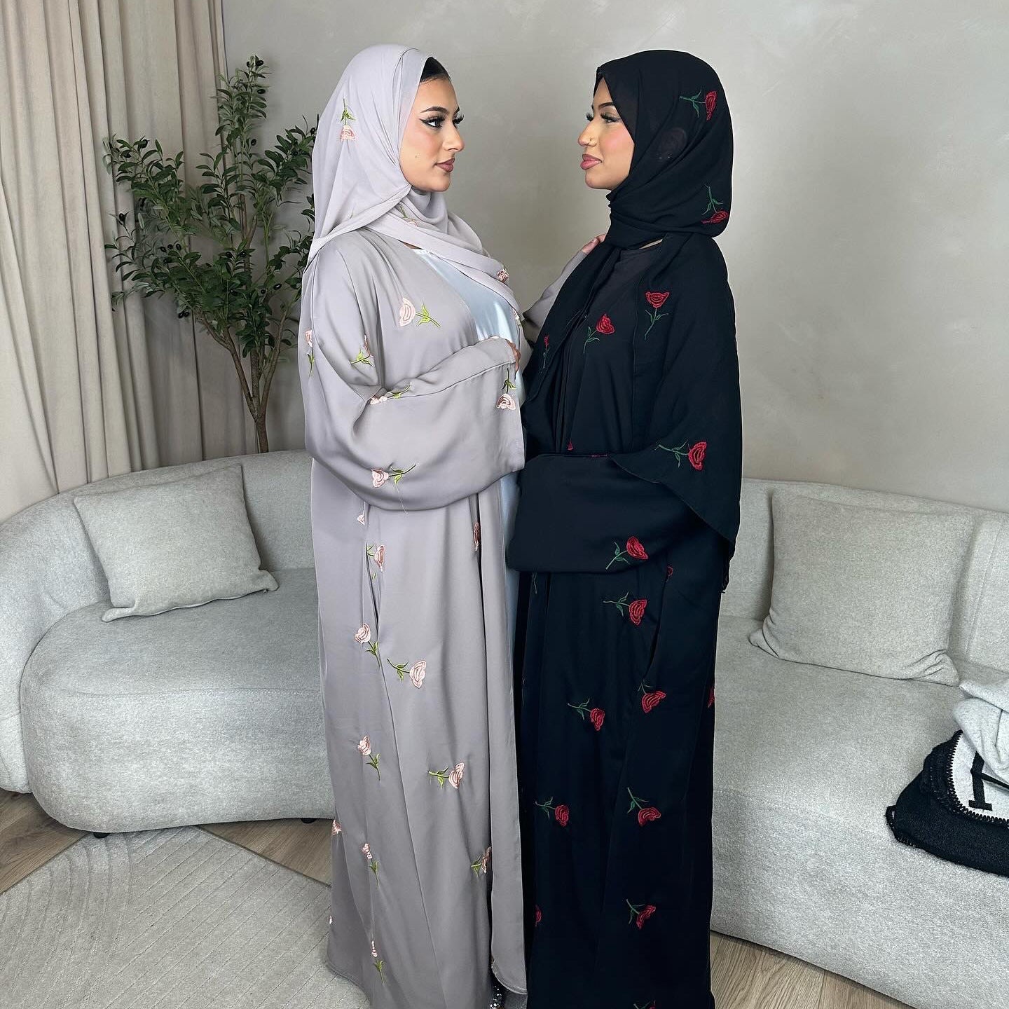 HA6631 Long cardigan with floral embroidery (headscarf optional)