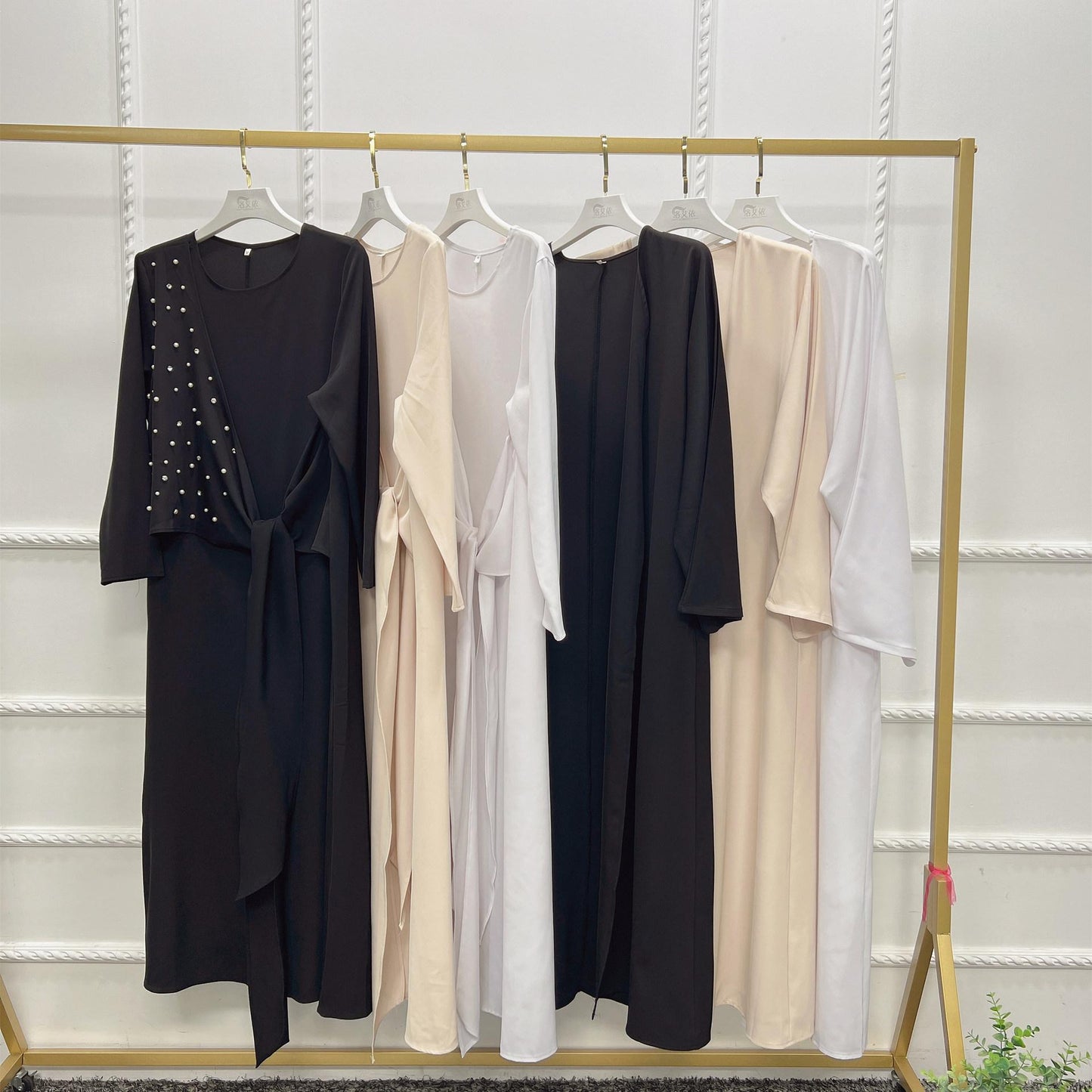 HAYA HAYA1012 2pcs Set Solid Color Cardigan+Inner Dress