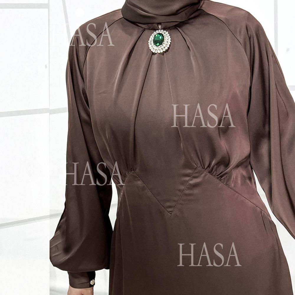 HS5859 High-end Silk Satin Robe (headscarf Not Included), Elegant Design Exudes Luxurious Texture