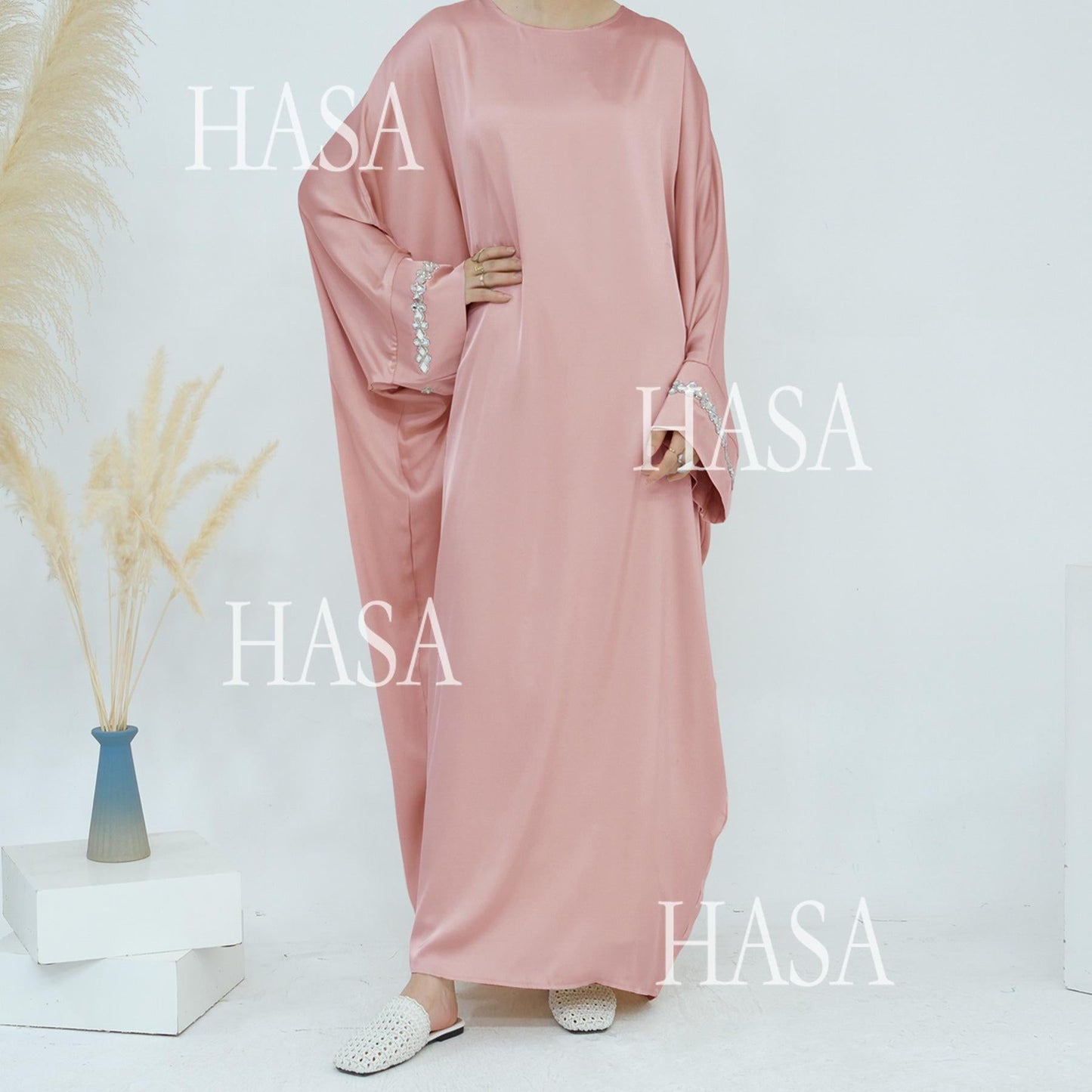 HA5882 A Cardigan Dress with Exquisite Hot Diamond Embellishment and Elegant Details closed abayas