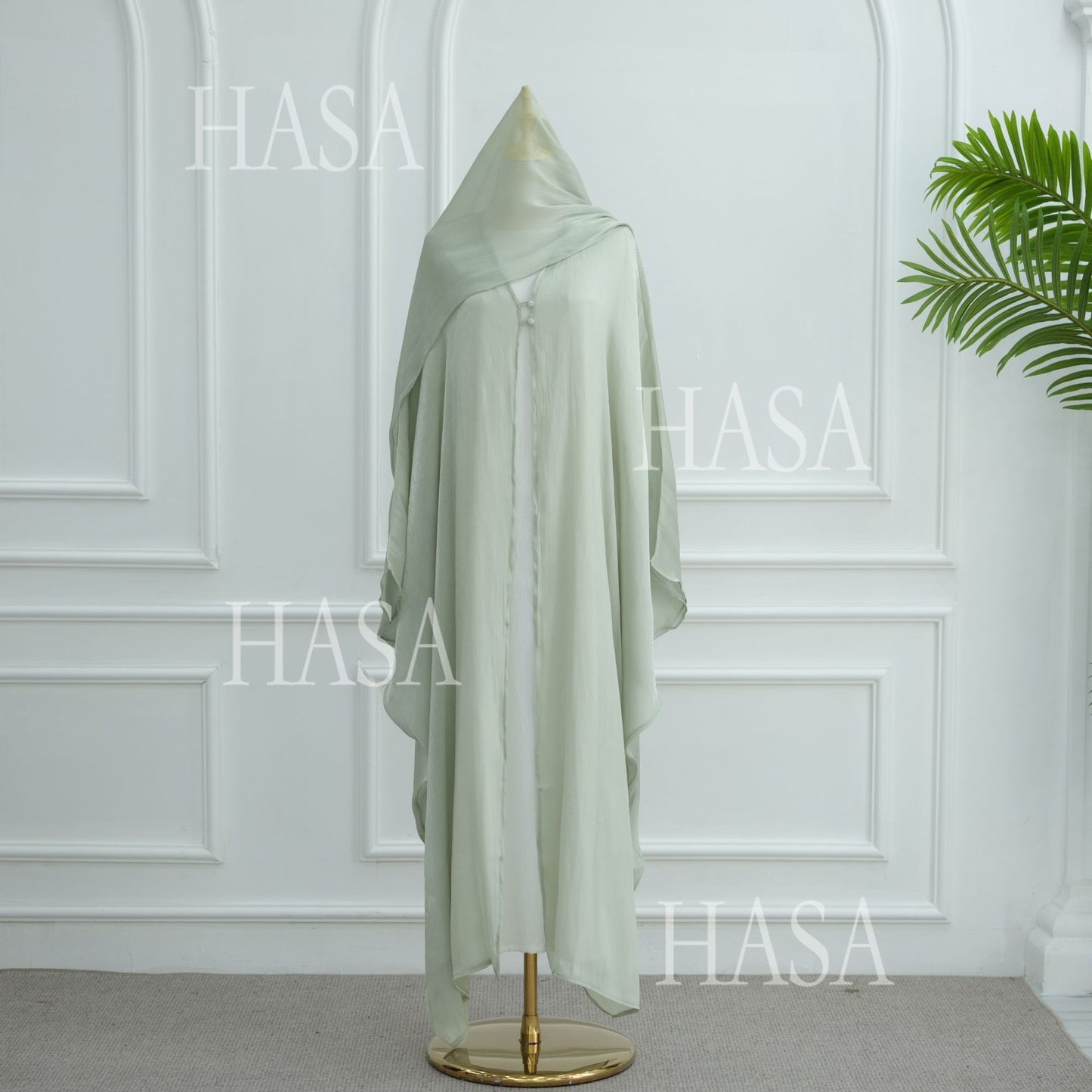 HA6534 Elegant Island Wrinkle Texture Solid Color Cardigan Robe