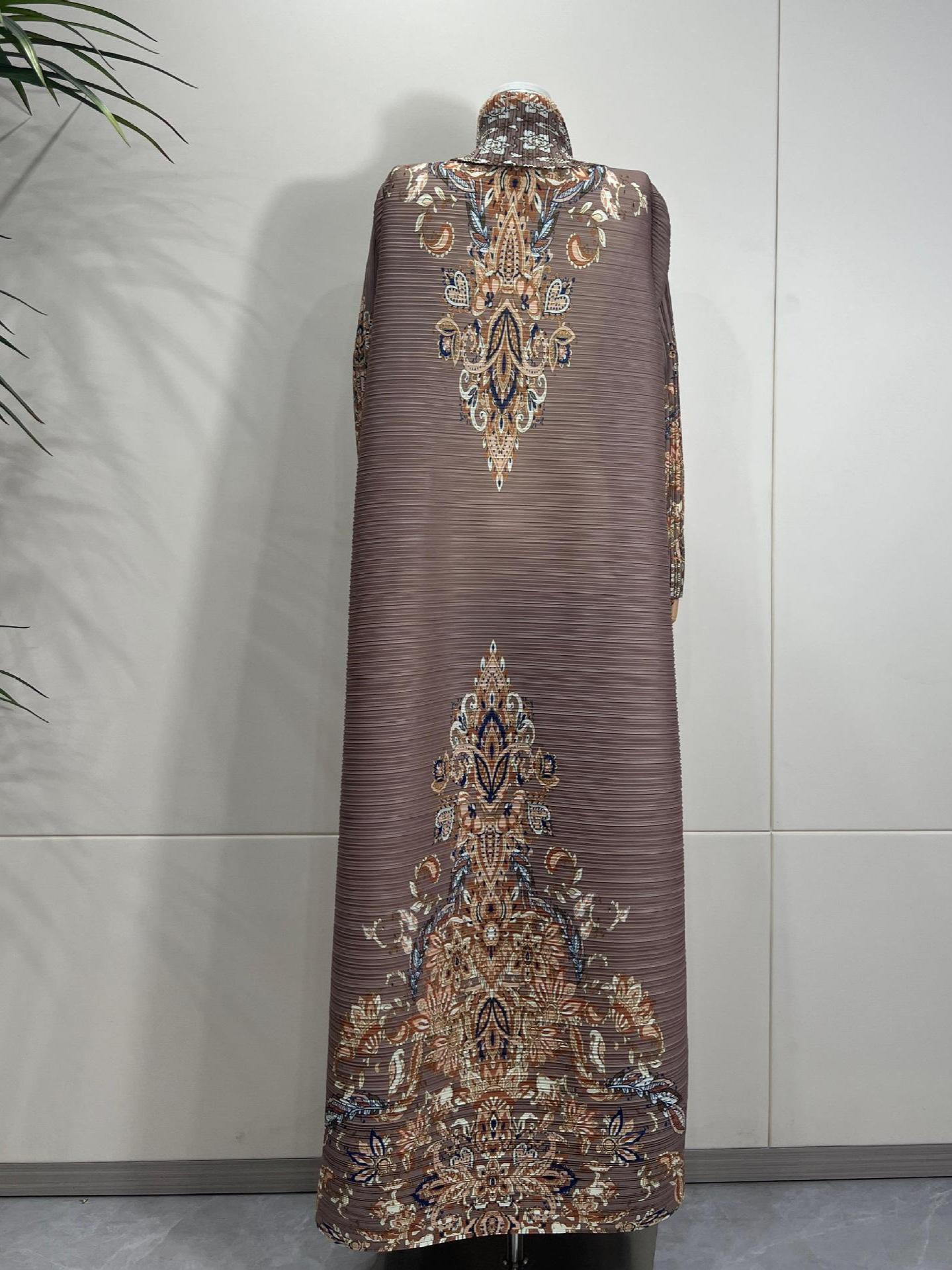 HS6715 Timeless Taupe  Elevated Abaya with Luxurious Patterned Details