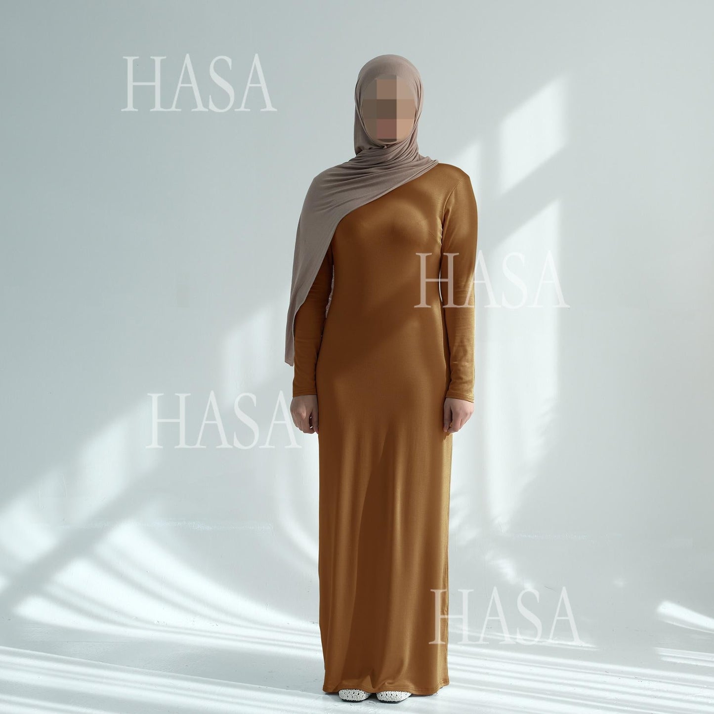 HA6565 Basic Solid Color Modal Cotton Long Dress