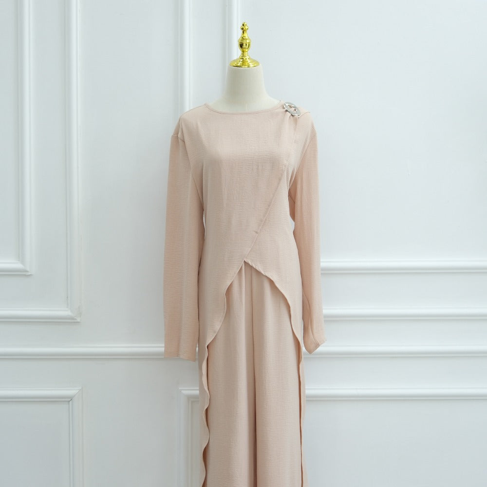 HA6605 Stylish asymmetrical two-piece set (with optional headscarf)