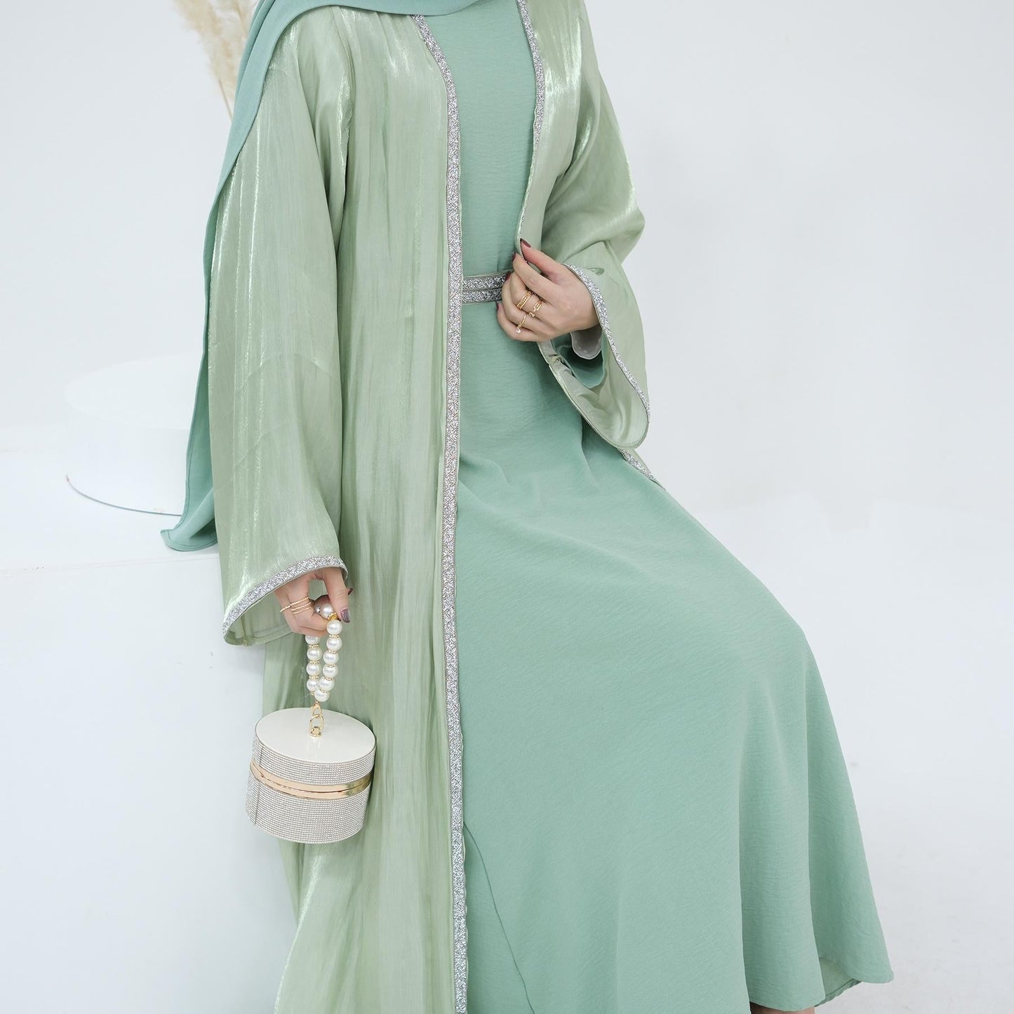 HAYA HA1185 3pcs Set Cardigan+Inner Dress+Hijab