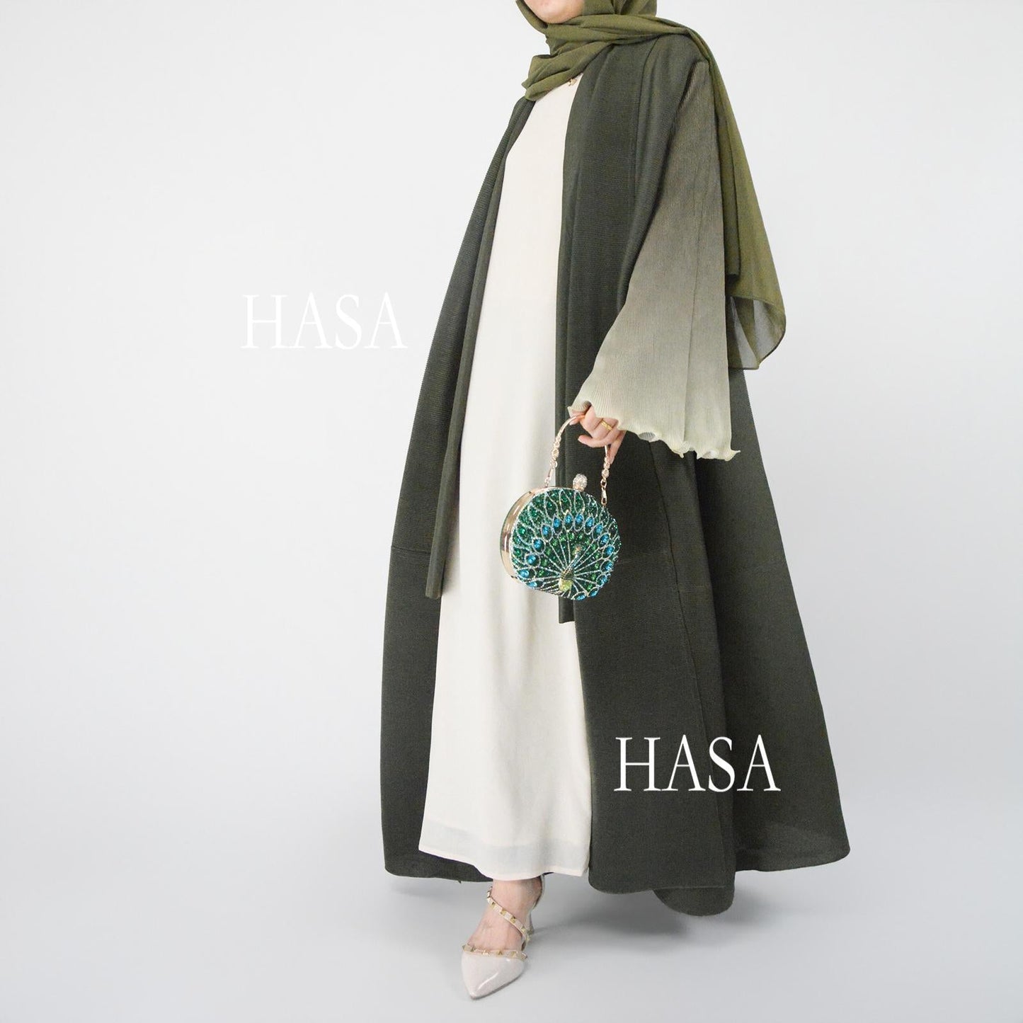 HS6360 Summer Ombré Gradient Abaya with Pleats and Fluted Bell Cuffs