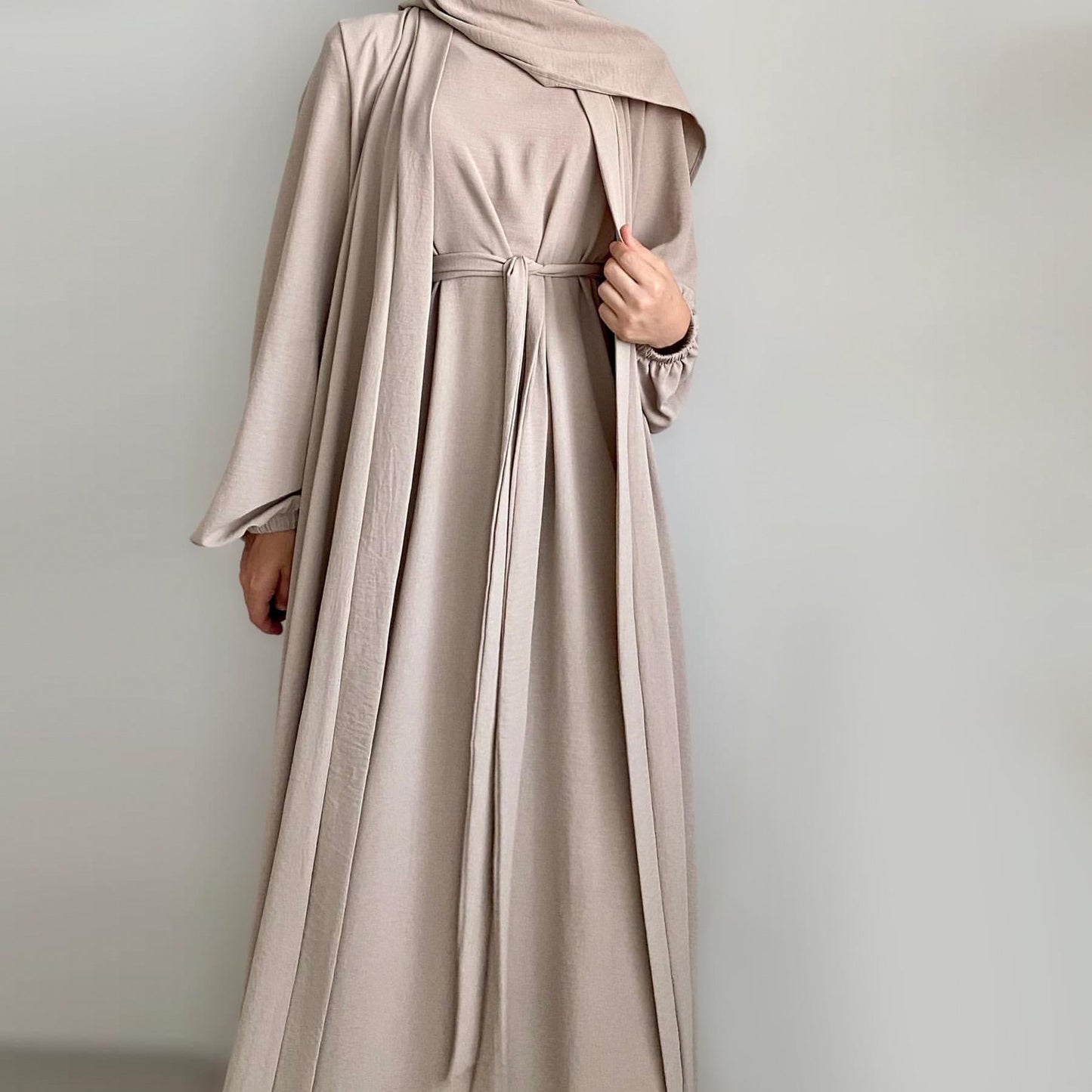 HAYA HAYA0995 3pcs Cardigan+without  Sleeves Inner Dress+Hijab
