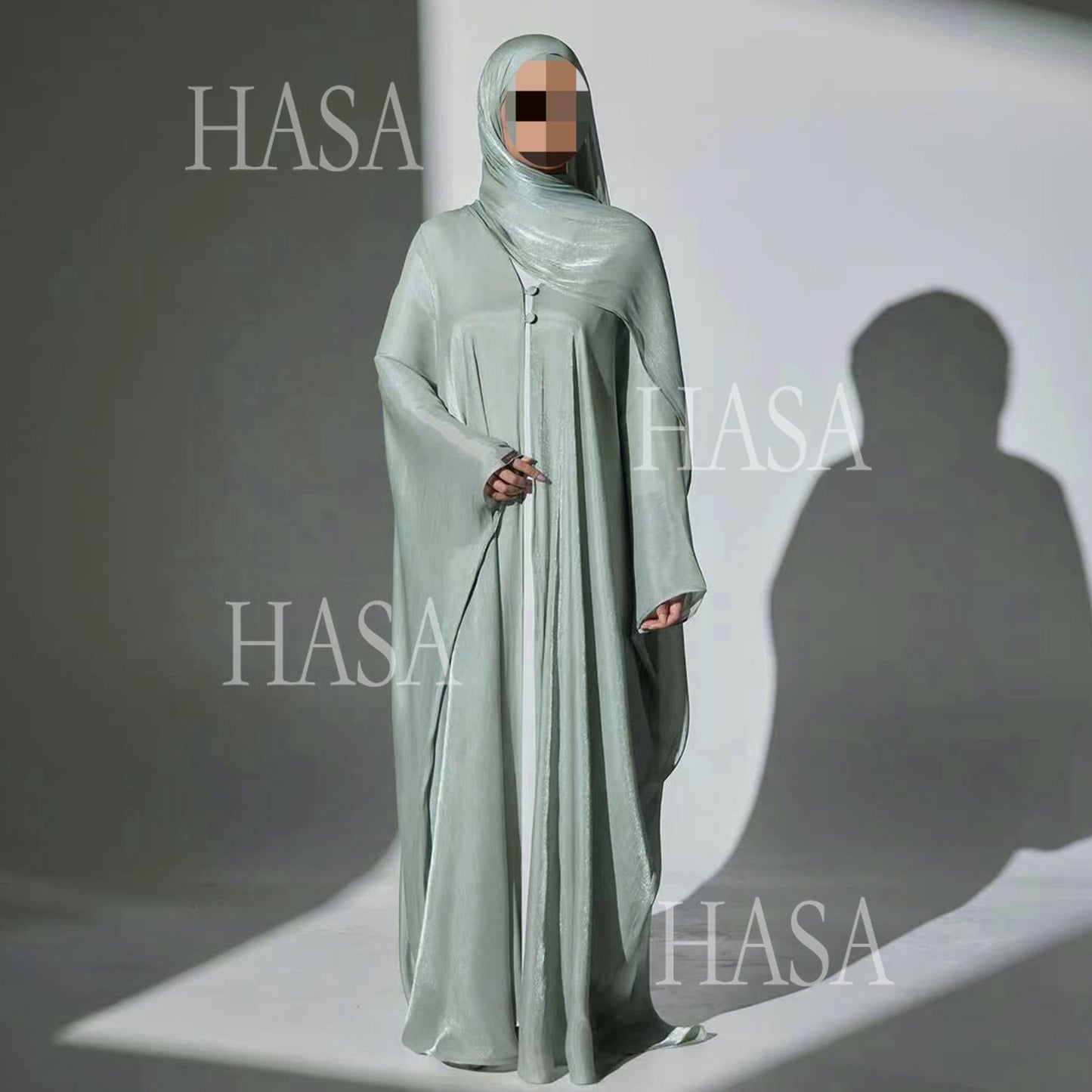 HA6534 Elegant Island Wrinkle Texture Solid Color Cardigan Robe