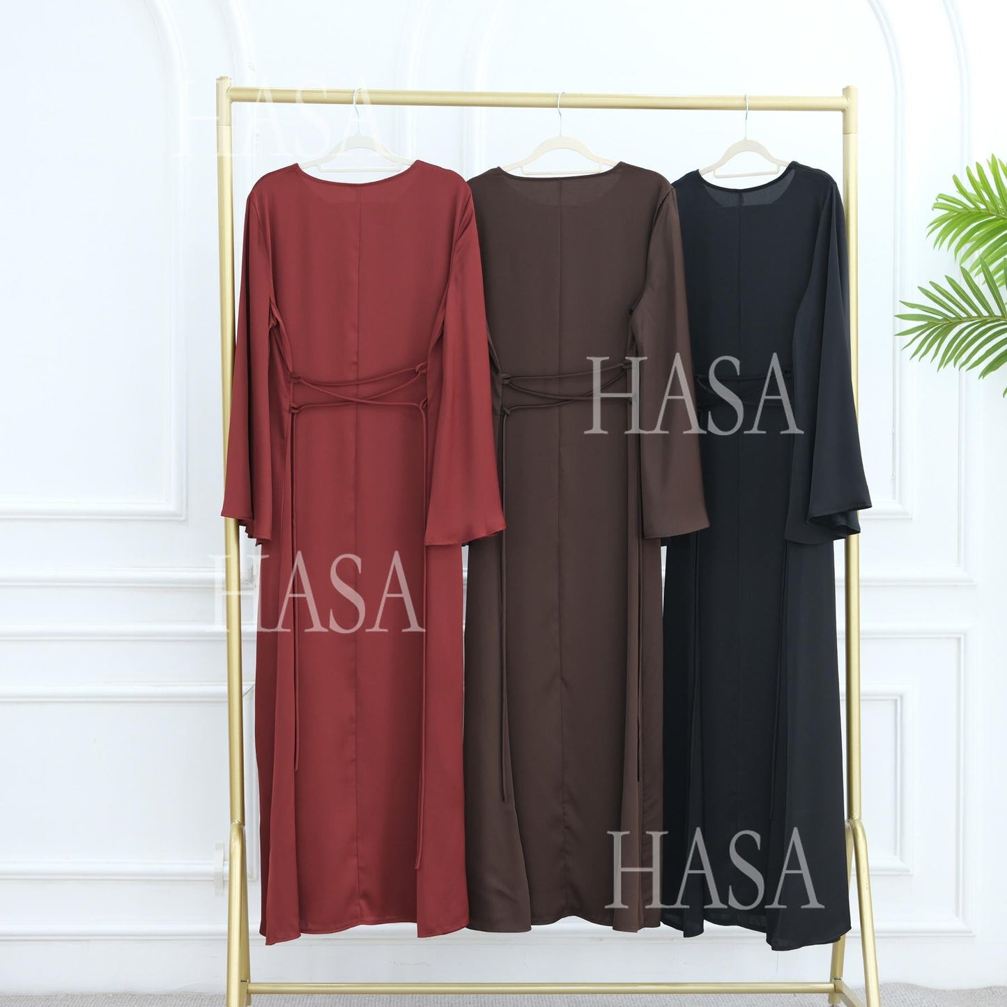 HA6478 Simple Long Dress with Wide Sleeves, One-piece and Smooth Style