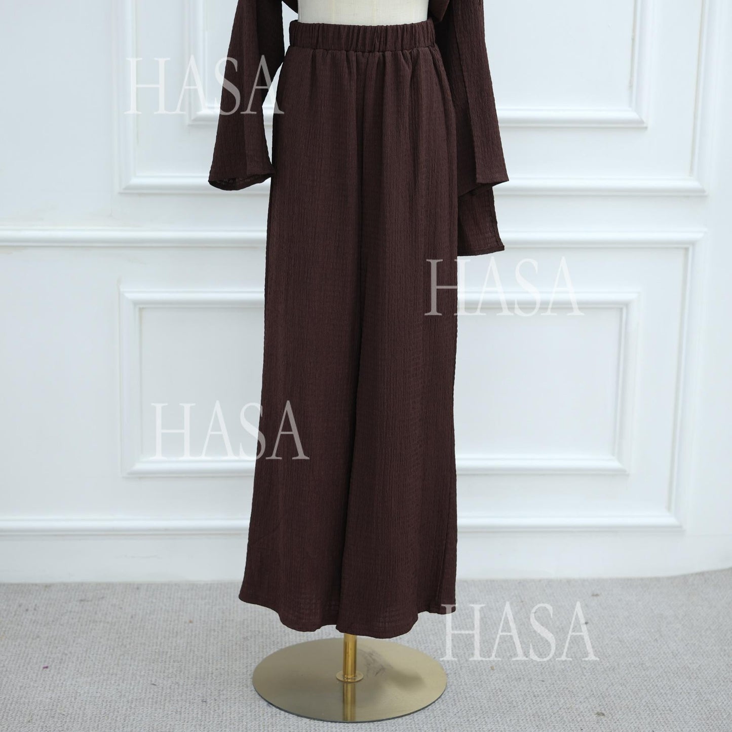 HA6568 Solid Color Design Top + Pants Two-piece Set for Daily Personality Wear