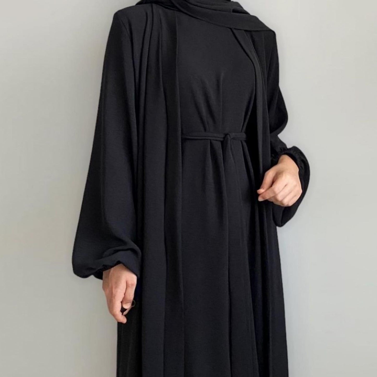 HAYA HAYA0995 3pcs Cardigan+without  Sleeves Inner Dress+Hijab