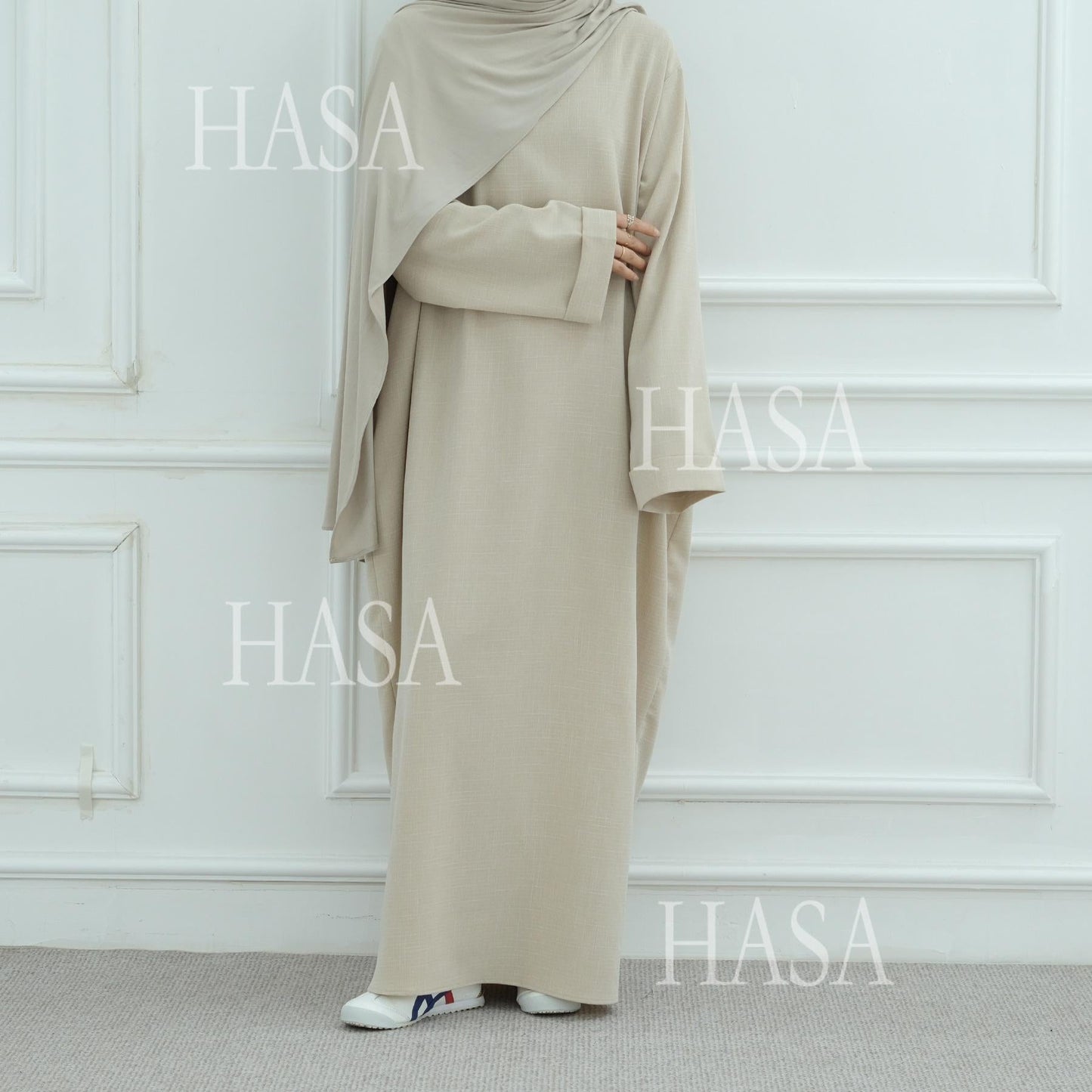 HA6577 Women's Solid Color Two-piece Long Skirt with Shawl Abaya