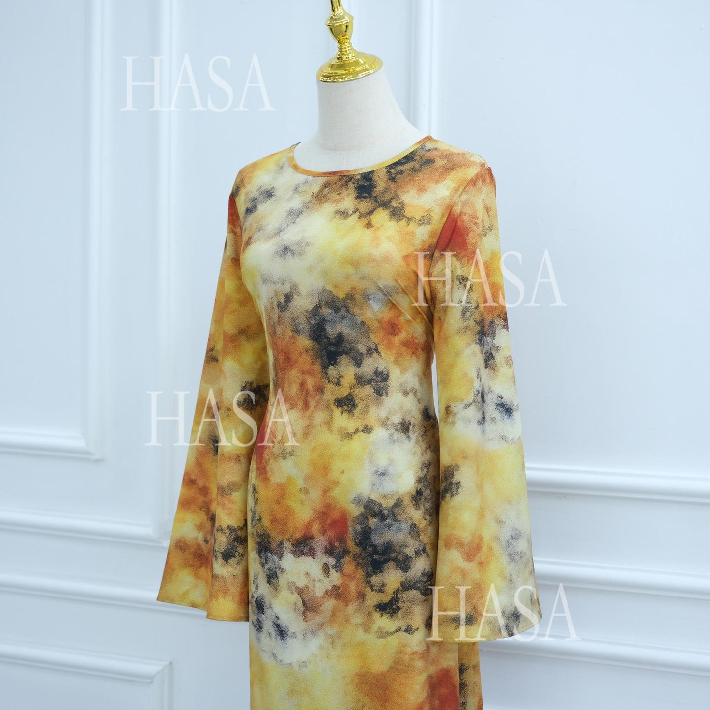 HA6550 Elegant Printed Abaya with Long Sleeves