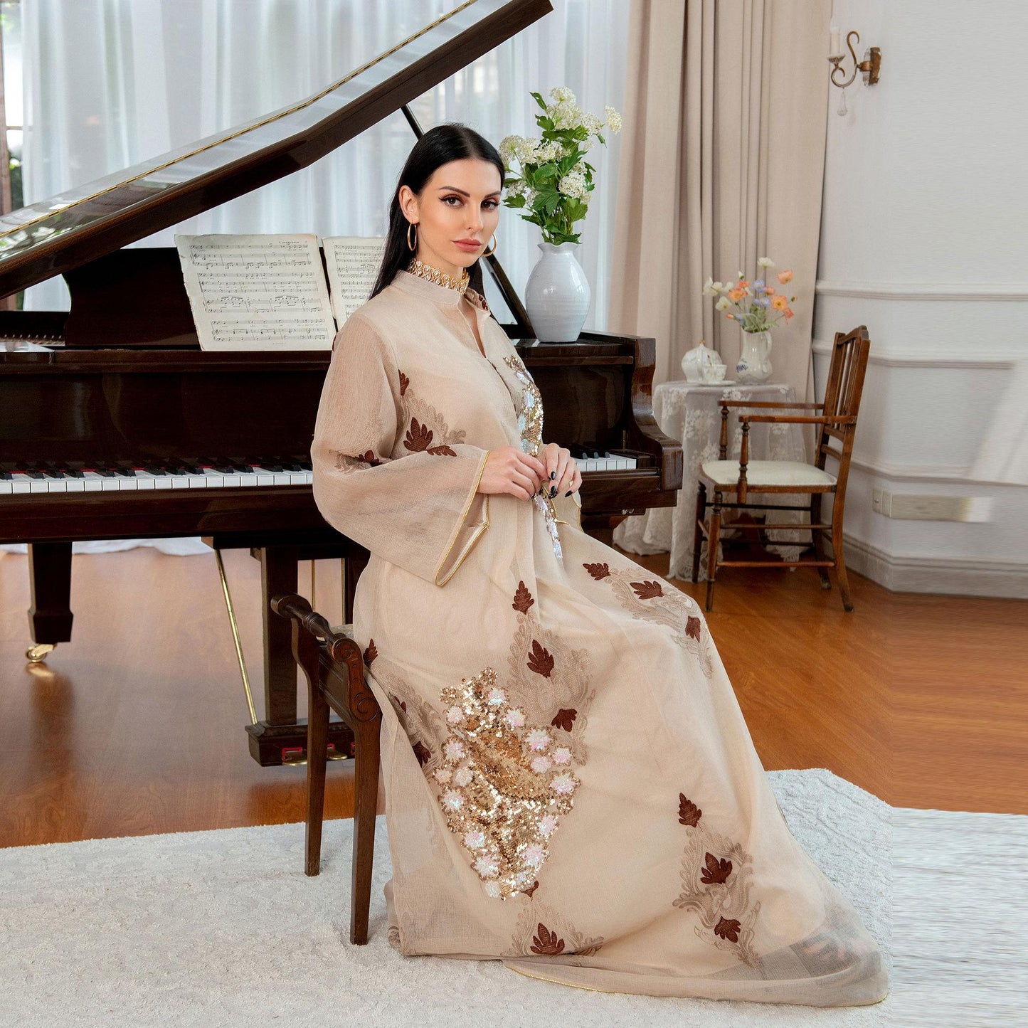 HAYA HAYA0443 Muslim Embroidered Dress