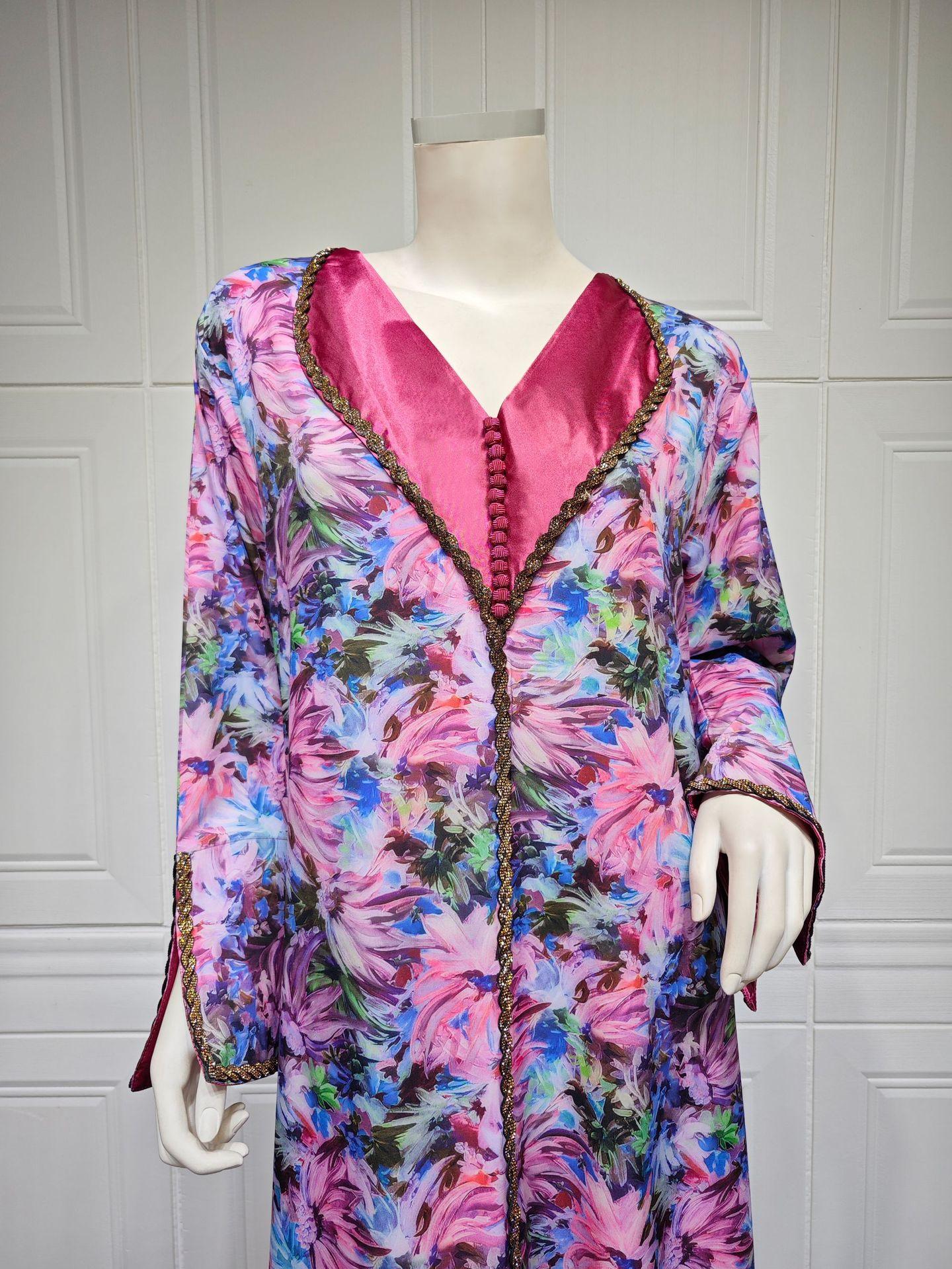 HAYA HAYA1070 Fashionable Printed Diamond Set Robe