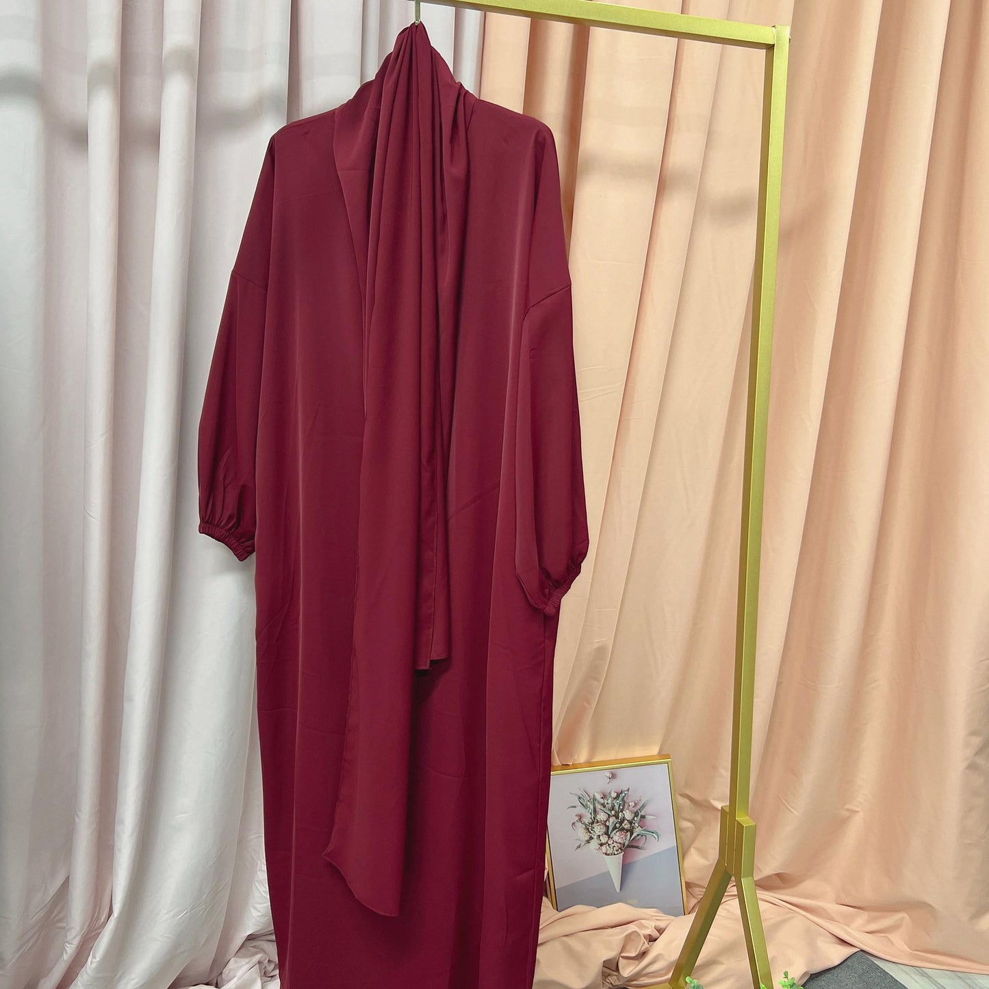 New Middle East Dubai Turkish Robe Dress with Hijab hoody abaya