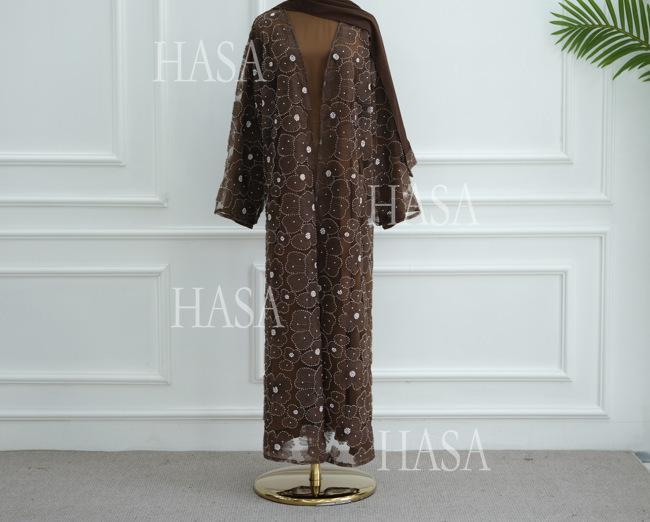 HS6625 Dreidimensionale, Perlenbesetzte Strickjacke Mit Blumenmuster, Die Mit Einer Inneren Schicht Oder Einem Kopftuch Kombiniert Werden Kann.