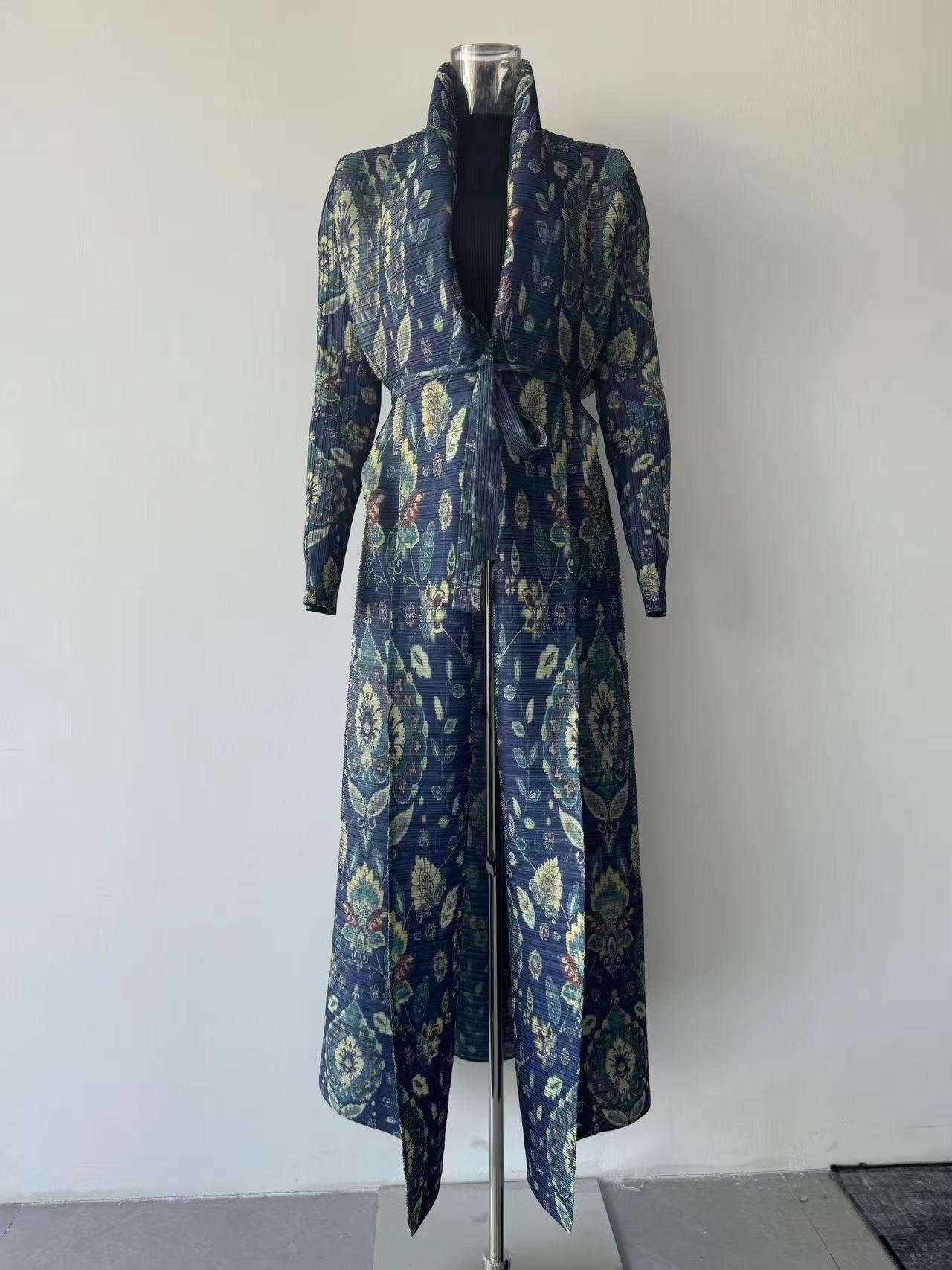 HS6708 Botanical Elegance , Teal Floral Kimono-Style Abaya