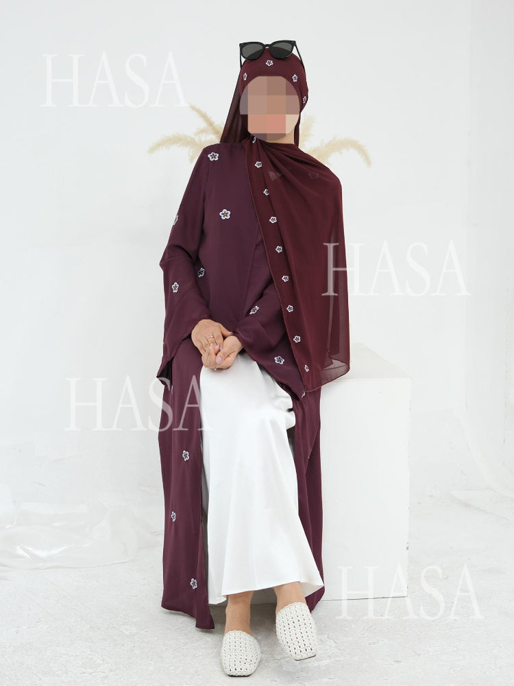 HA6612 All-over Embroidered Cardigan Two-piece Set