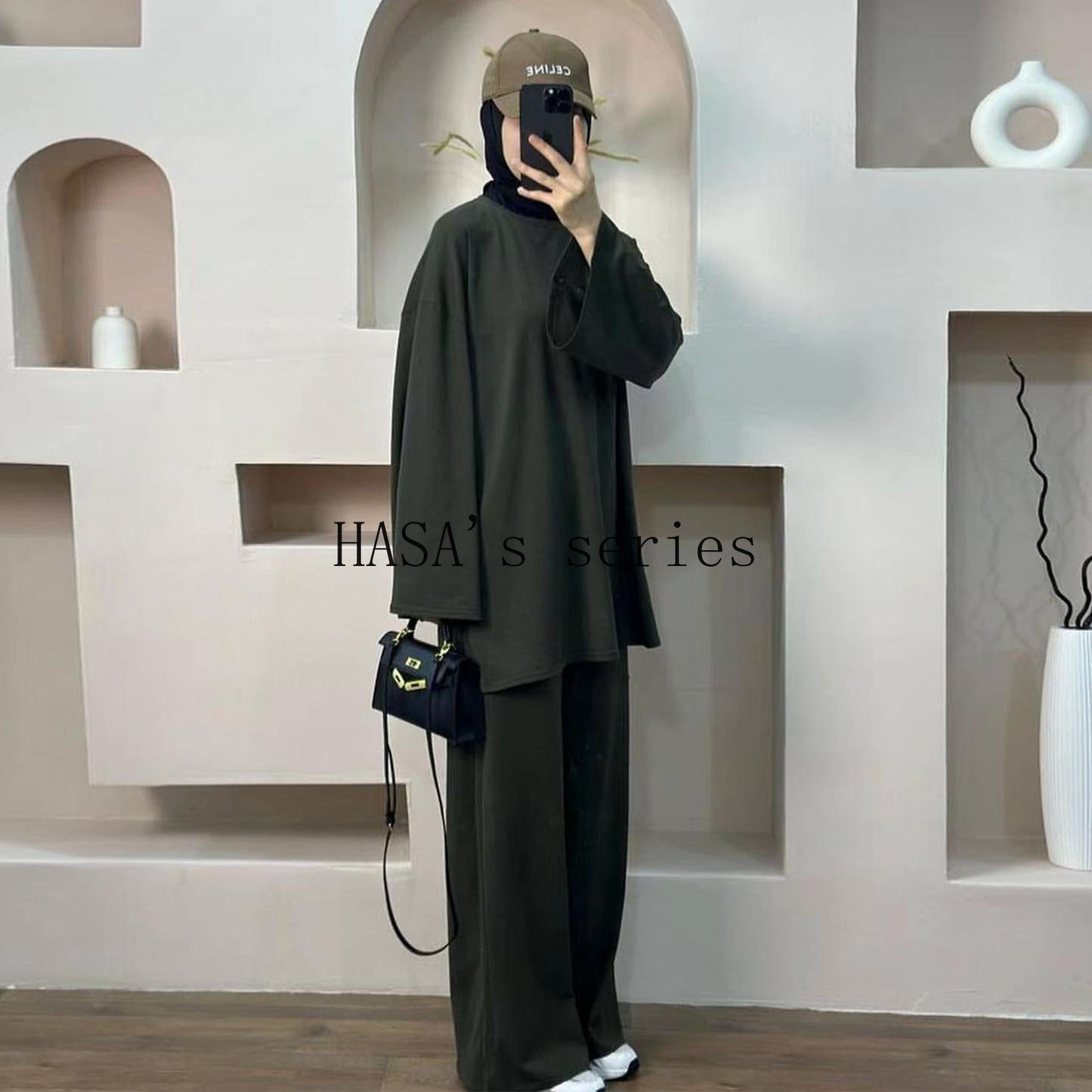 HA5488 Fashionable and Comfortable Loose Two-piece Suit - Simple Solid Color Design two  piece co  ords