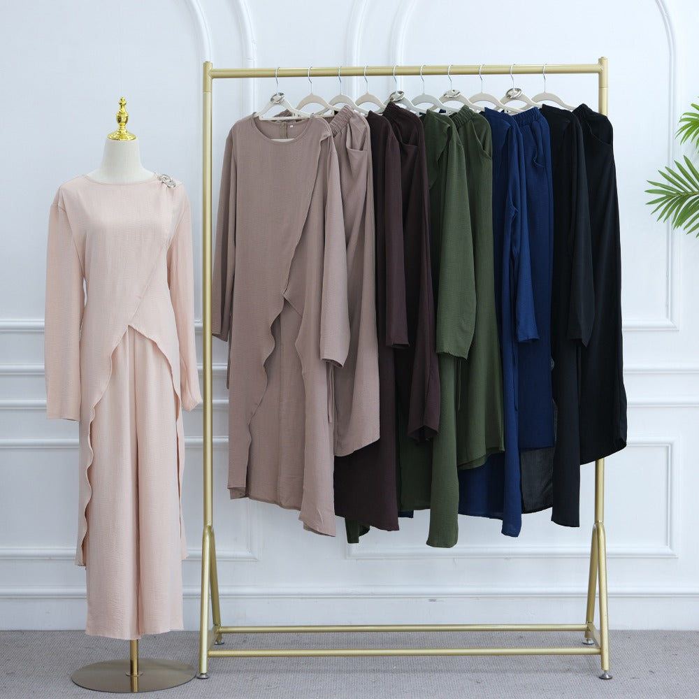 HA6605 Stylish asymmetrical two-piece set (with optional headscarf)