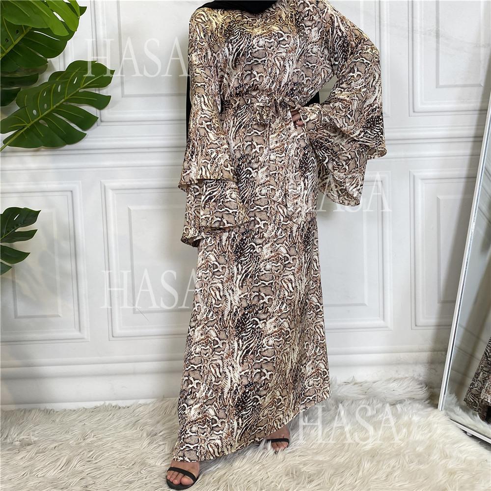 HA6590 Fashionable Printed Loose-fitting Dress with Lace-up Design and Wide Swing