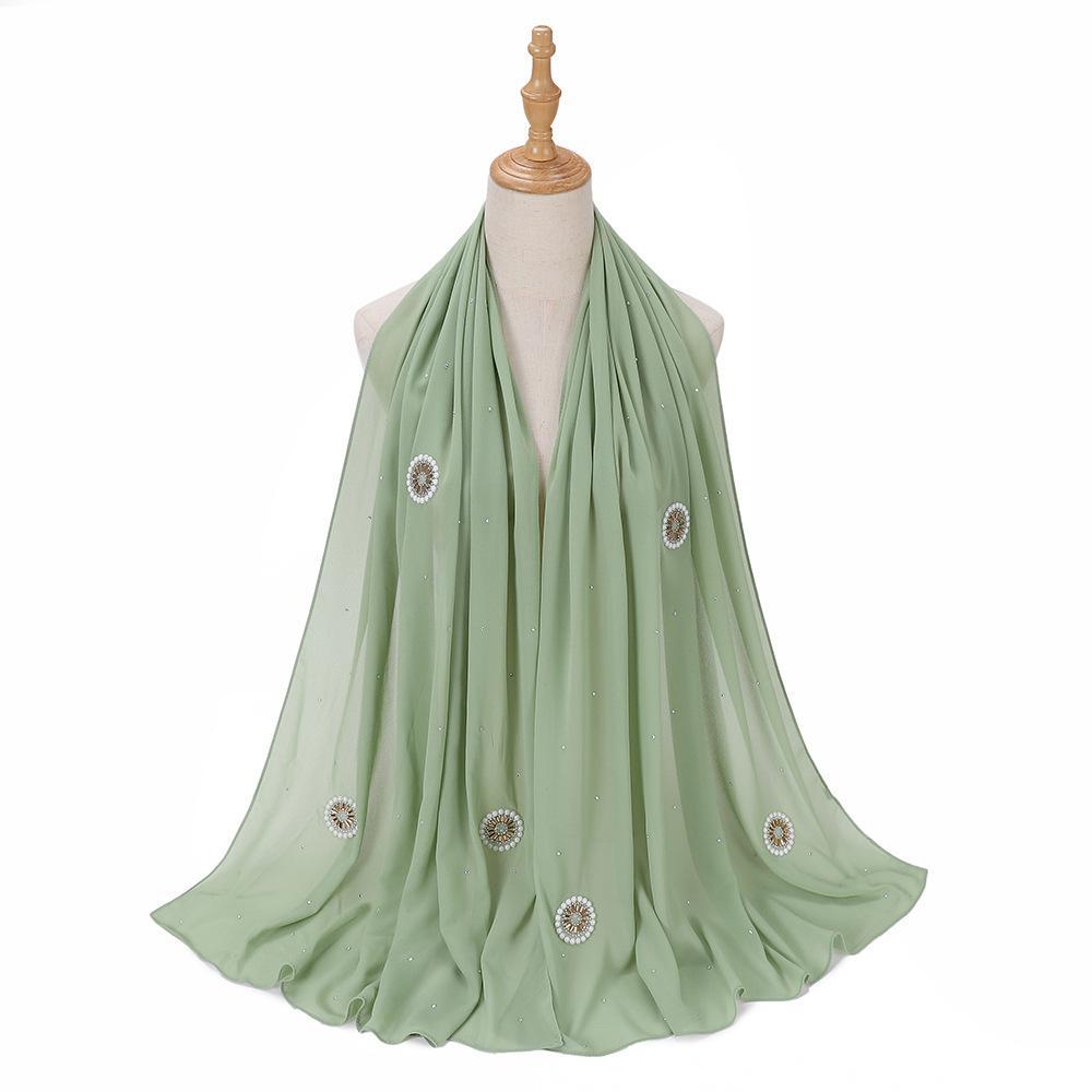 HAYA HA1126 Pearl Chiffon Baotou Scarf