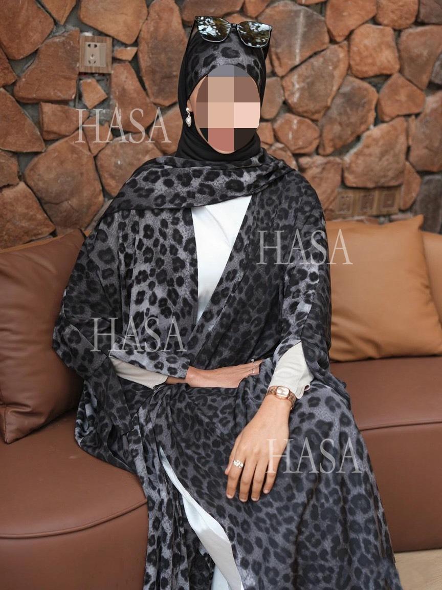 HA6576 Women's Printed Cardigan Abaya (with Optional Matching Headscarf)