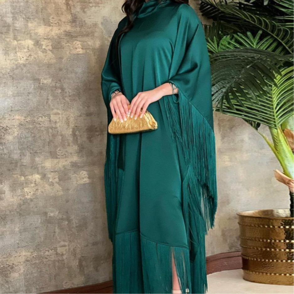 HAYA0467 Ladies Dolman Sleeve Tassel Kaftan High Fashion Dress modest party dress