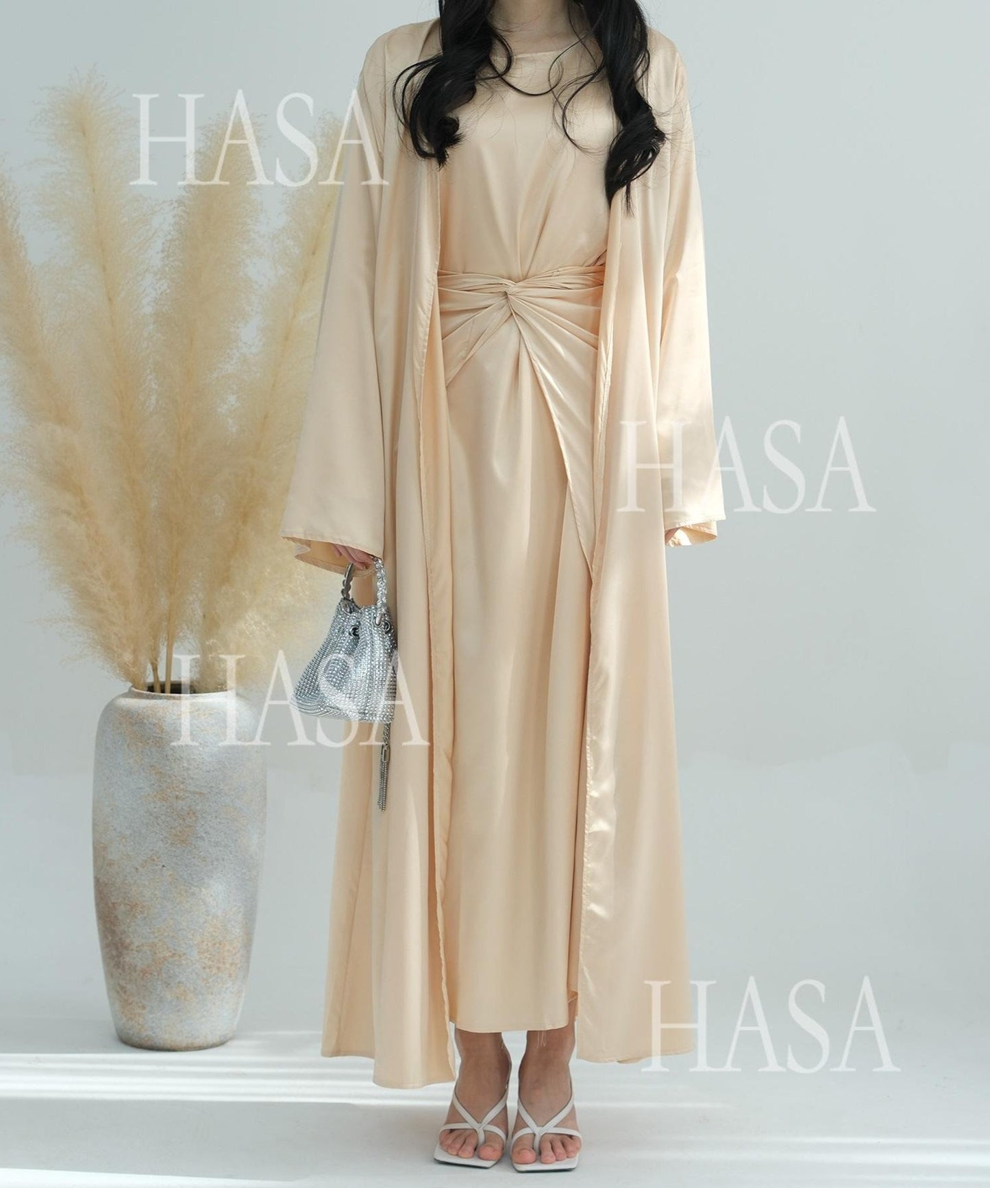 HA6581 Solid color three-piece women's long skirt suit
