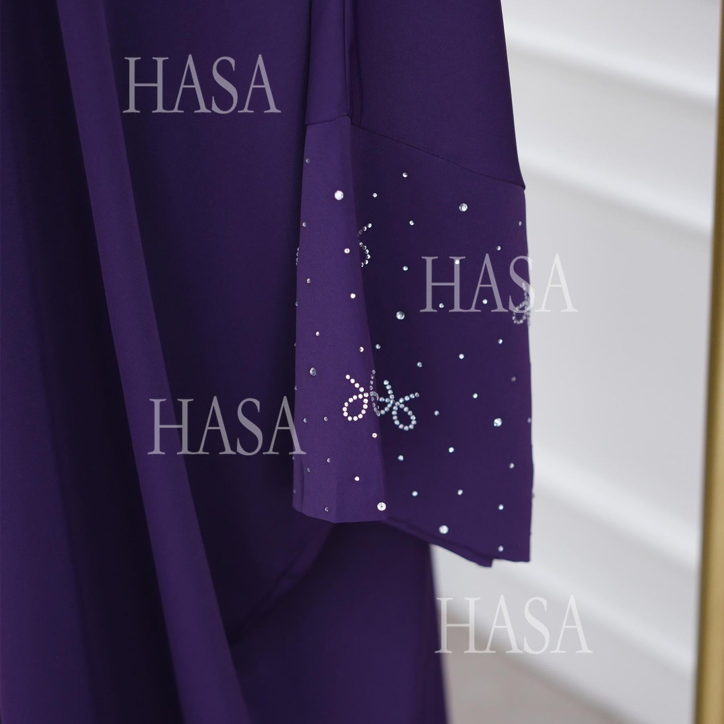 HA6492  Long-sleeved Robe with Bow and Beading