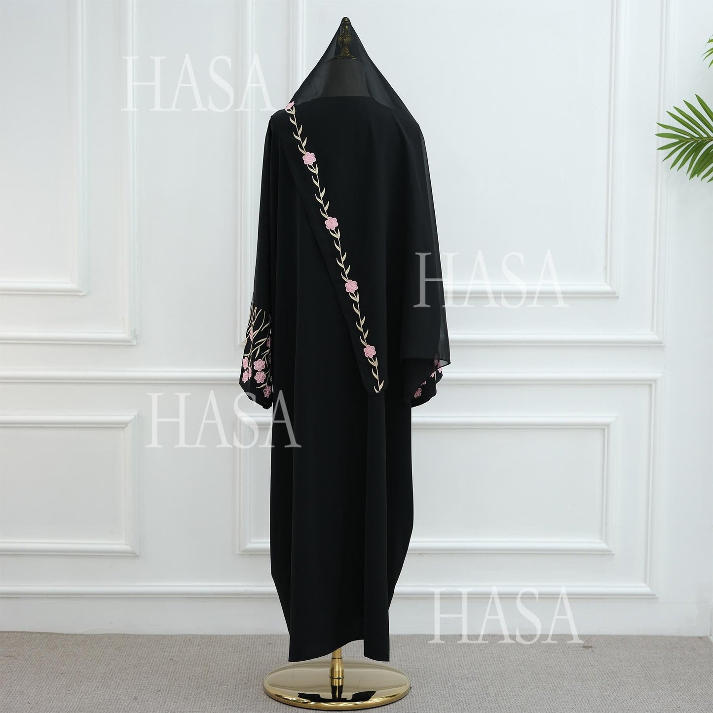HA6529 Embroidered cardigan robe with headscarf, optional inner wear combination