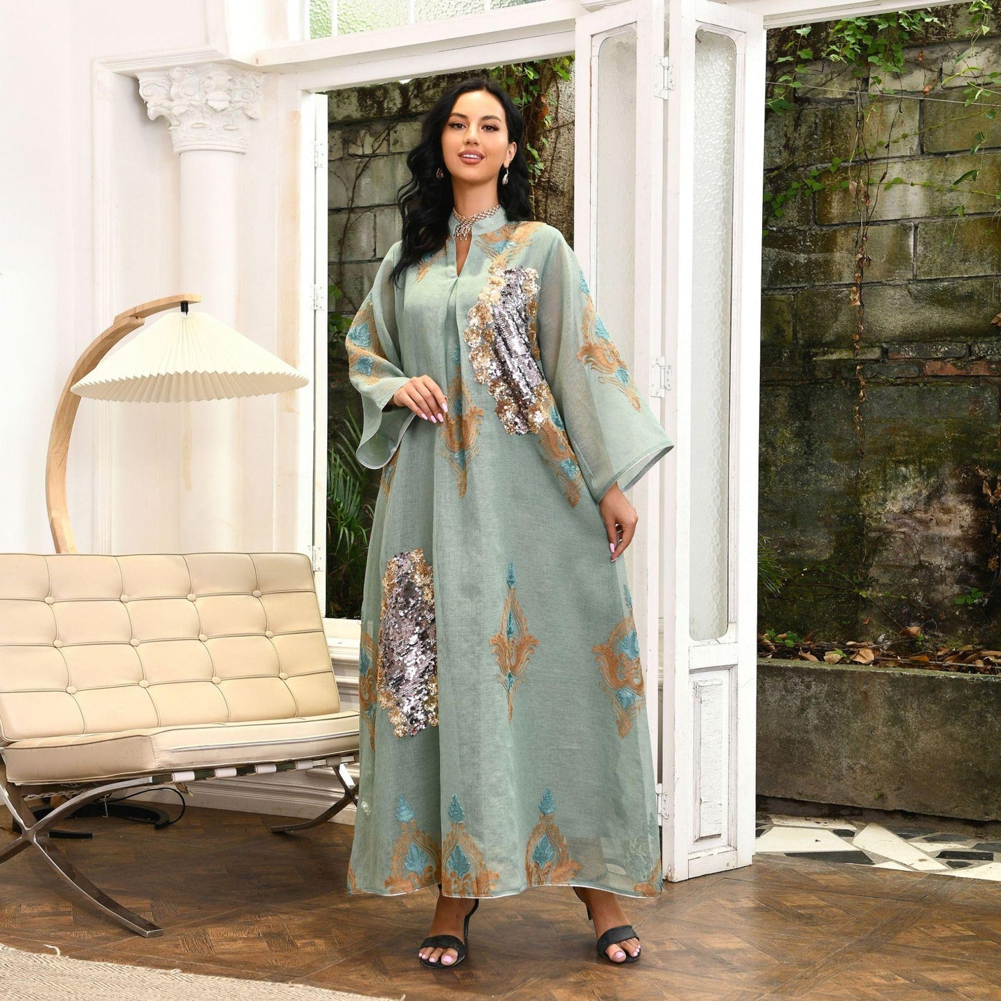 HAYA HAYA0443 Muslim Embroidered Dress
