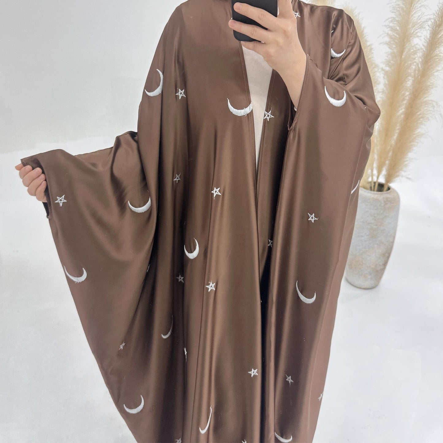 HAYA HA1171 Moon Embroidered Robe Kaftan Abaya