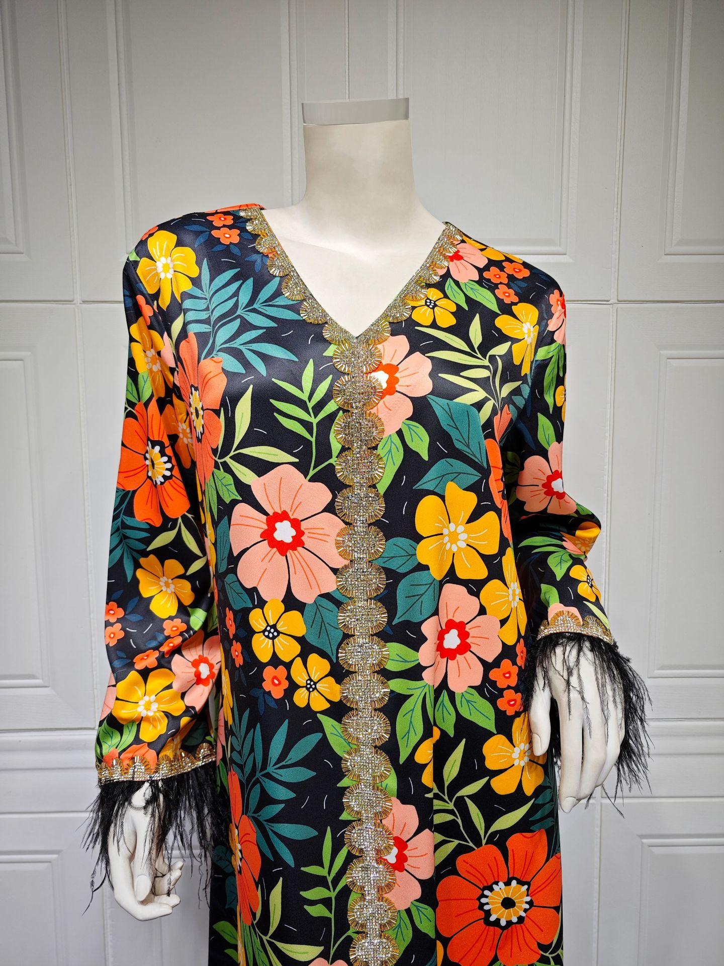 HAYA HAYA1078 Printed Diamond Camel Hair Dress