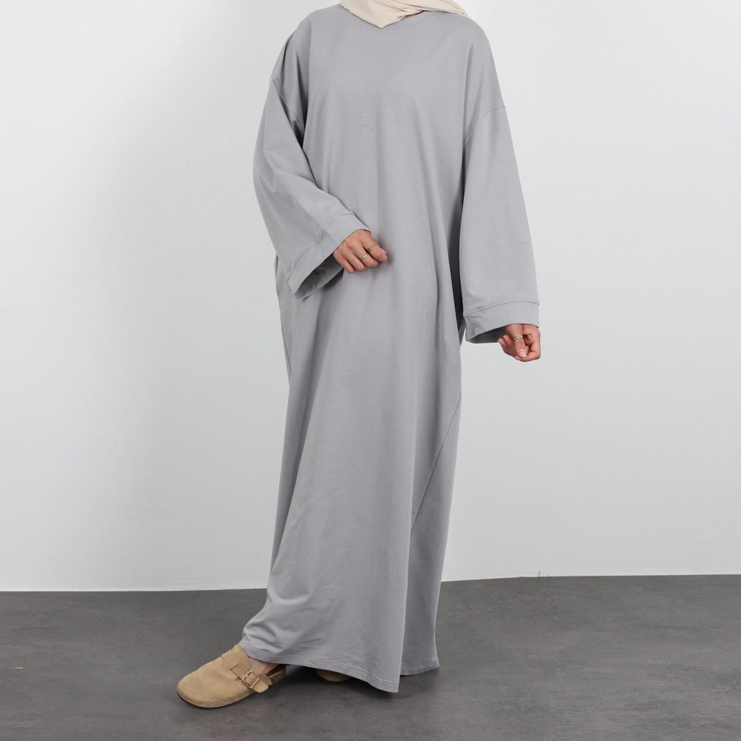 HAYA HAYA1089 Solid Color Hoodie Dress