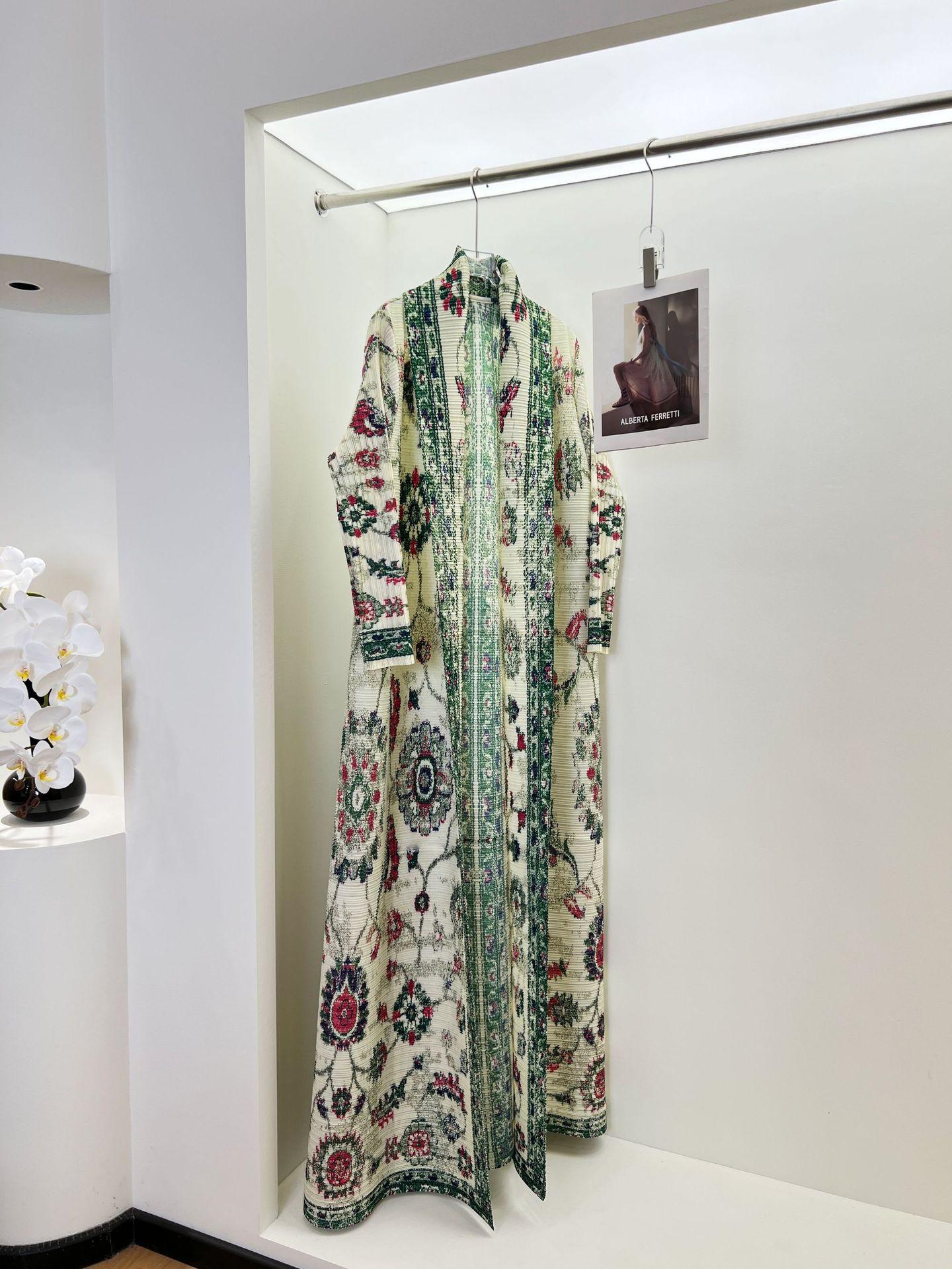HS6722 Porcelain Dreams  White Abaya with Green & Red Floral Prints
