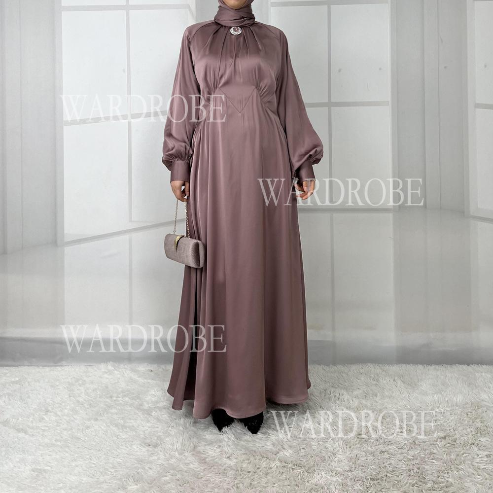 HS5859 High-end Silk Satin Robe (headscarf Not Included), Elegant Design Exudes Luxurious Texture