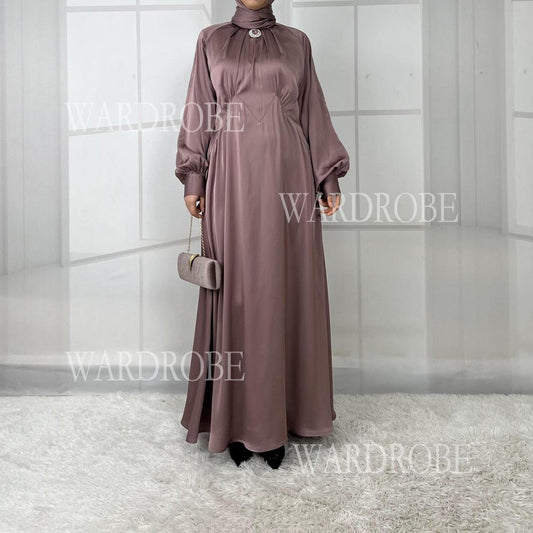 HS5859 High-end Silk Satin Robe (headscarf Not Included), Elegant Design Exudes Luxurious Texture