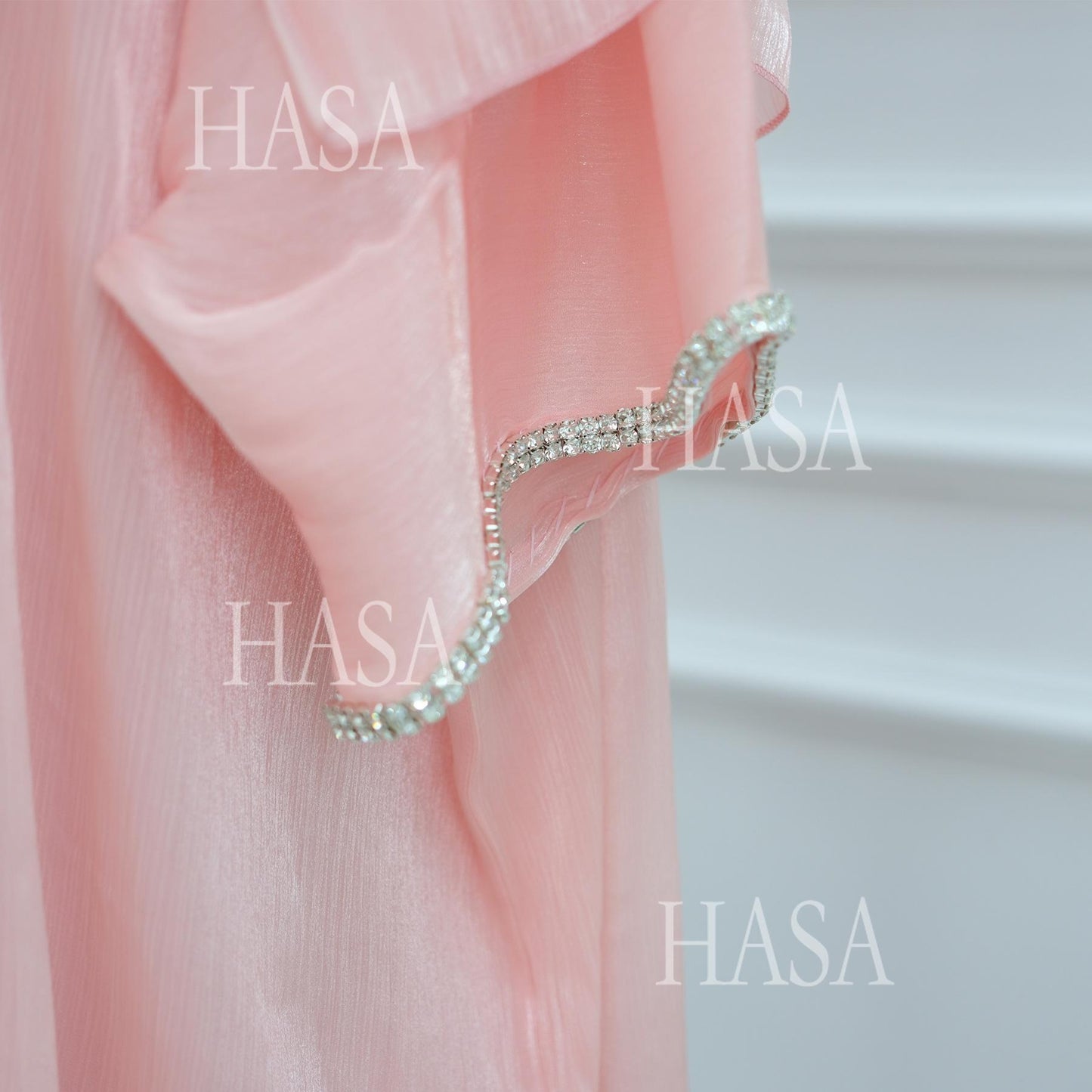HA6553  Two-Piece Solid Abaya with Beaded Details and Matching Scarf Option