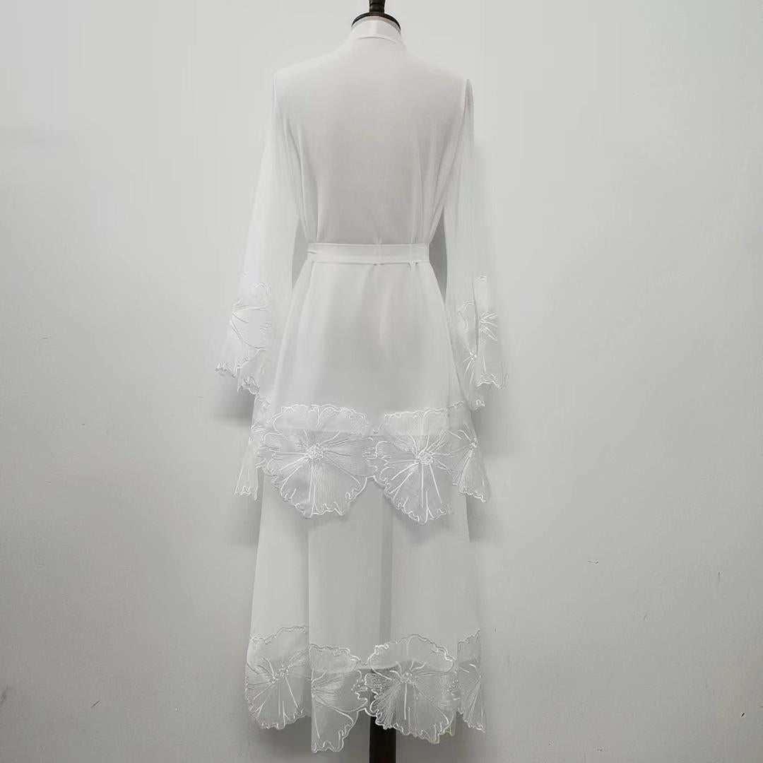 HAYA HAYA1025 1pcs Lace Embroidery Double-Layer Cardigan