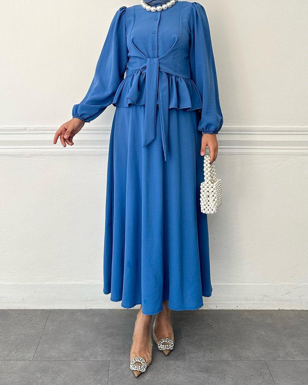 HAYA HAYA0825 2pcs Set Long Sleeve Shirt with Dress