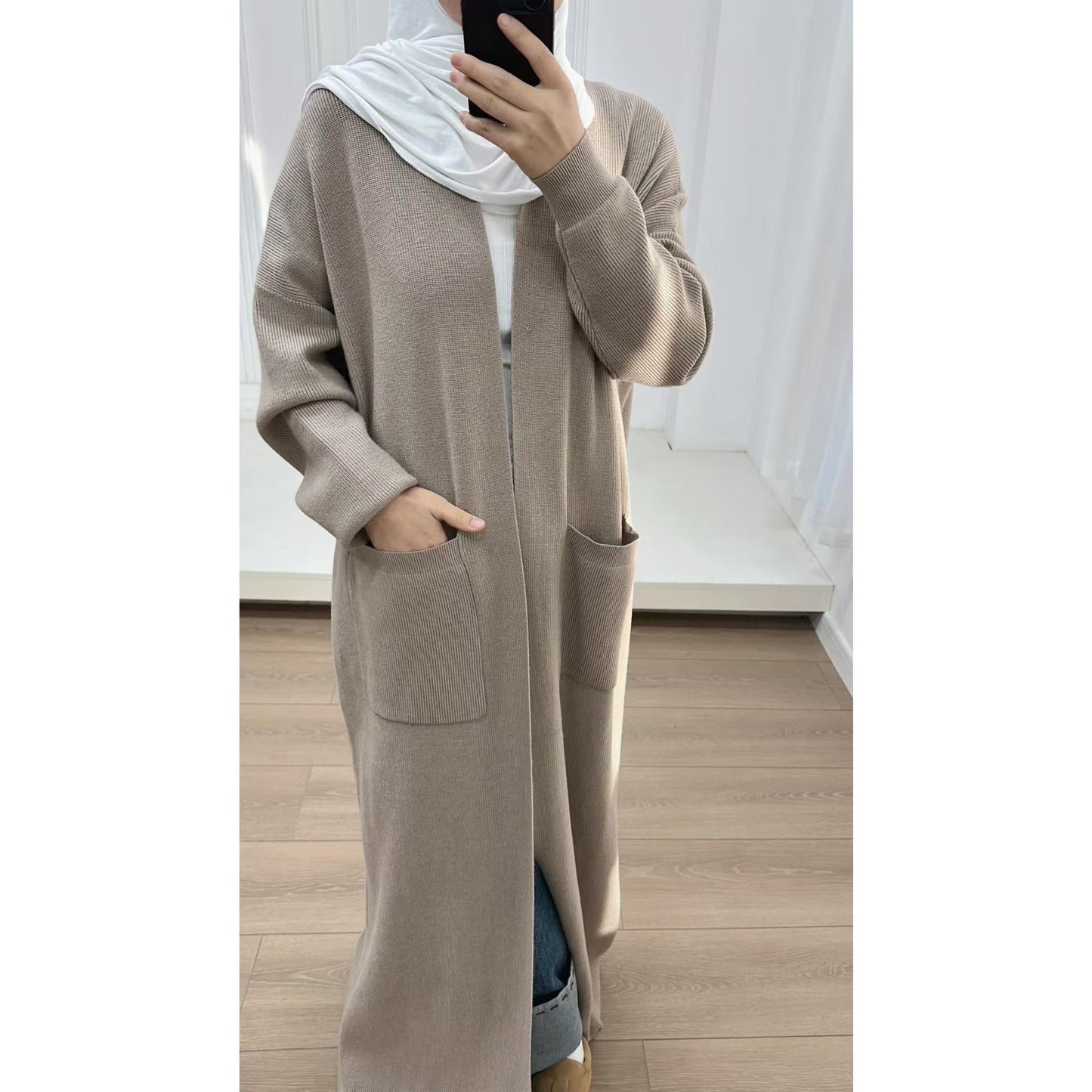 HA5439 Temperament Knitted Cardigan - Autumn and Winter Thick Loose Long Dress long  sleeve