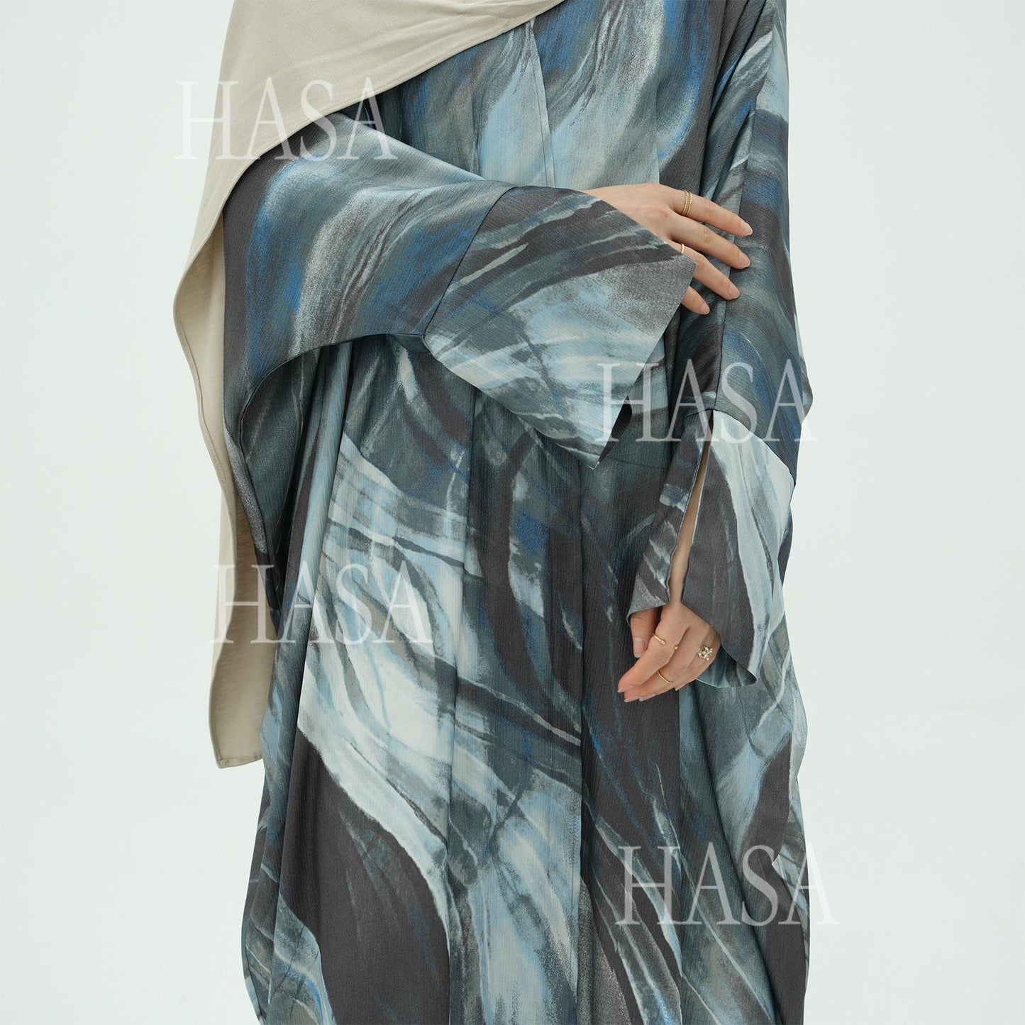 HA6509 Abstract Printed Loose Abaya (Headscarf Not Included)