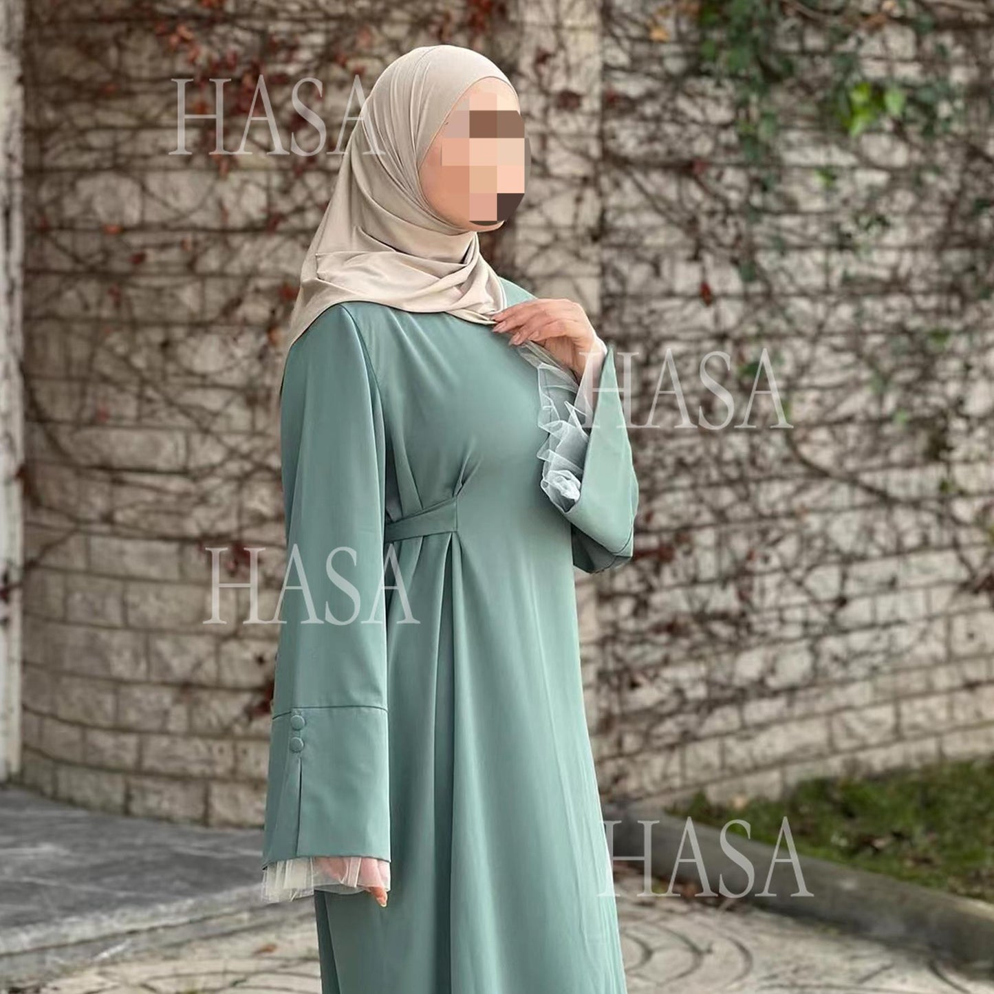 HASA's series HA6507 Simple style spliced lace robe dress (headscarf not included)